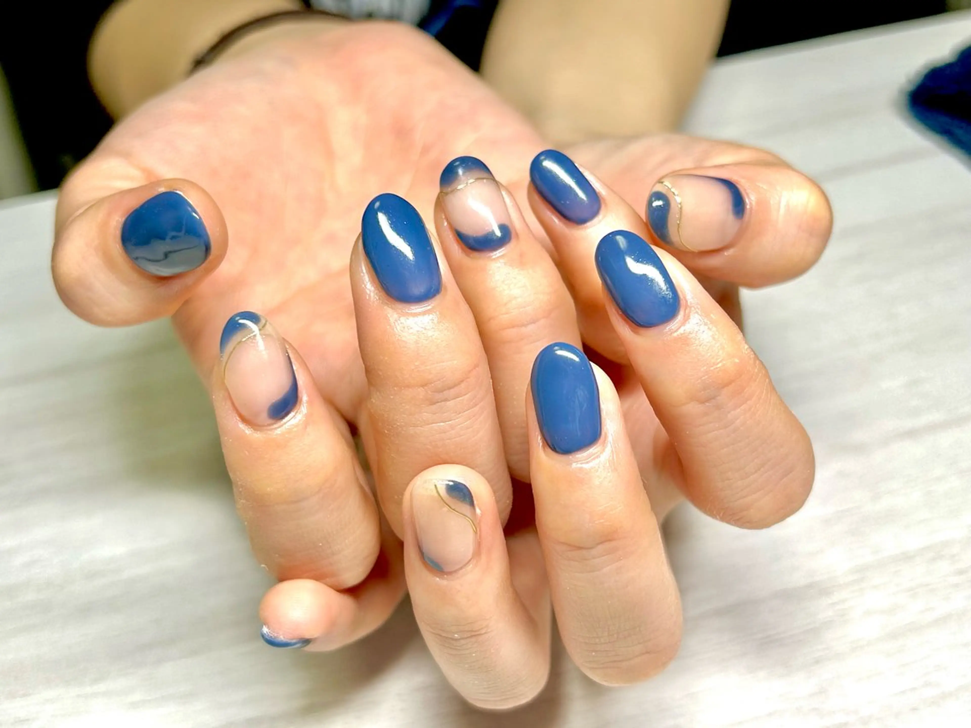 ネイル 持ち込み ネイビー ハンドネイル NailSalon Mela所属・Mela ミユ🌼.*のネイルデザイン