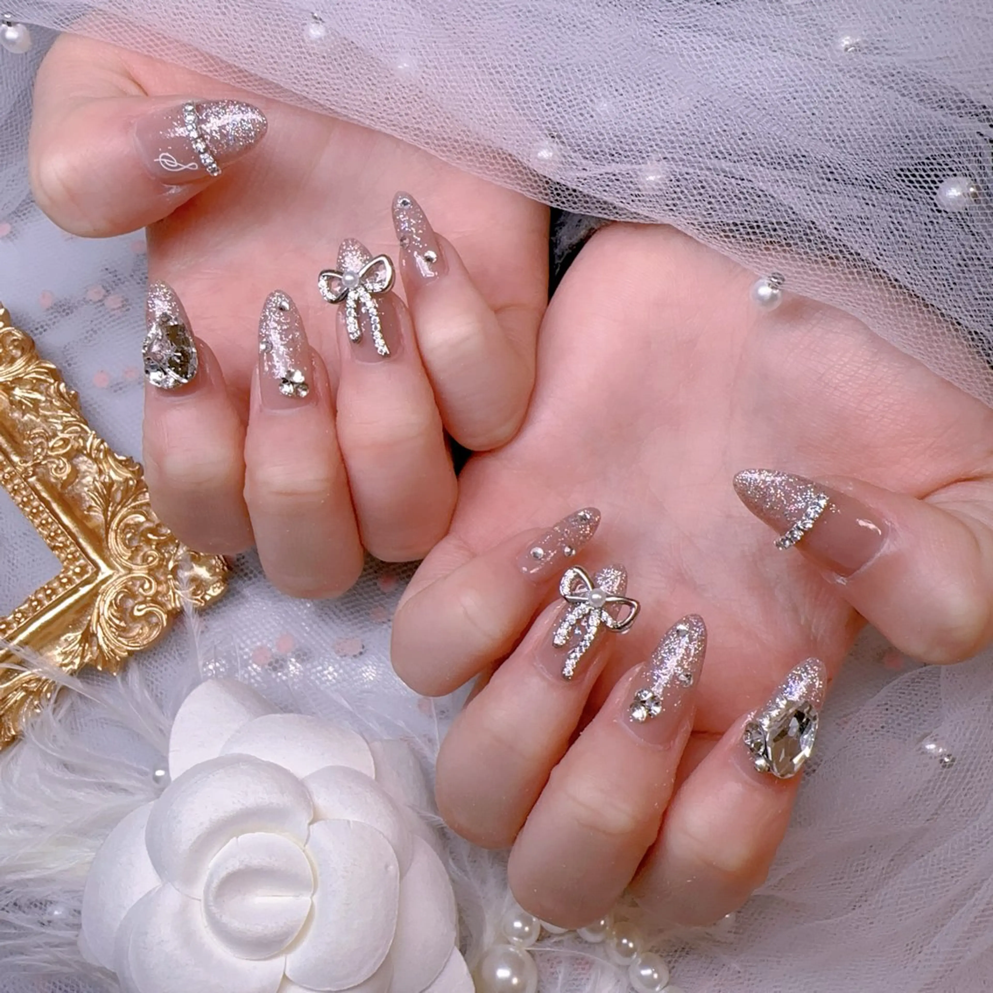 ネイル オーロラネイル フットネイル 韓国ネイル ラメ(グリッター) ラメグラデーション ハンドネイル Belle nail salon 新小岩のネイルデザイン