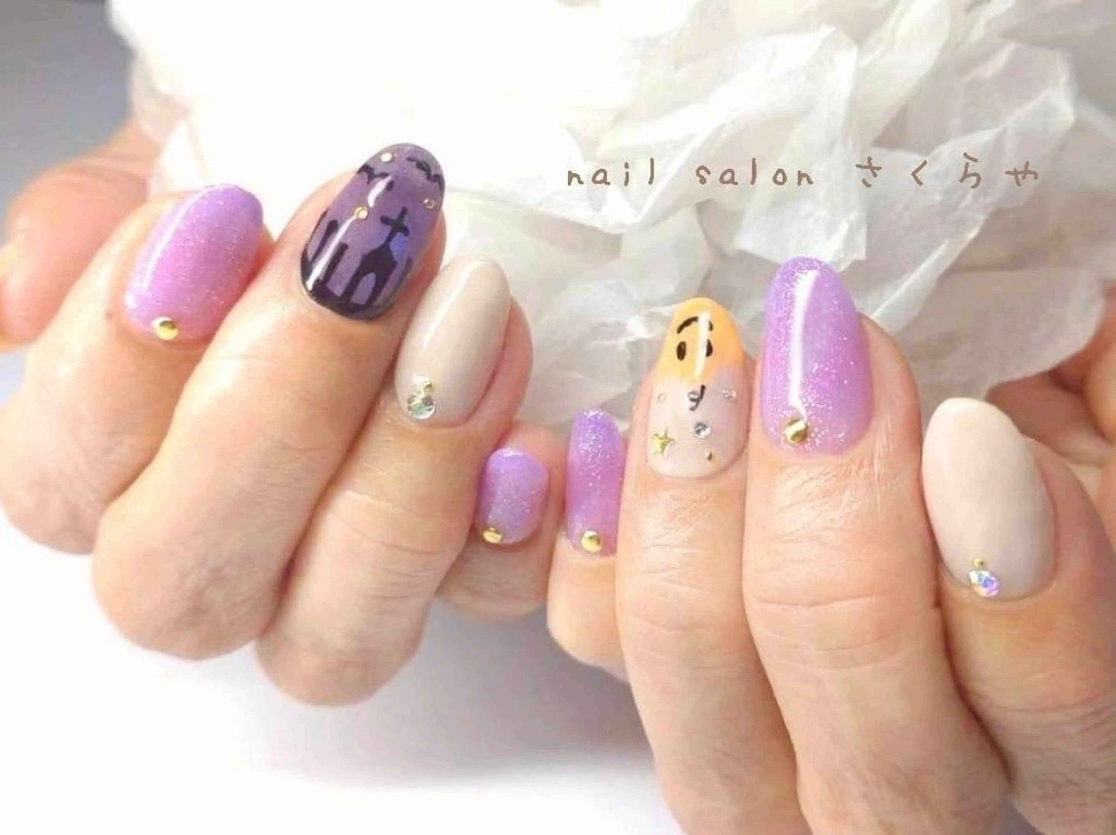 ネイル ハロウィン オレンジ ハンドネイル さくらや❤ ayacoのネイルデザイン