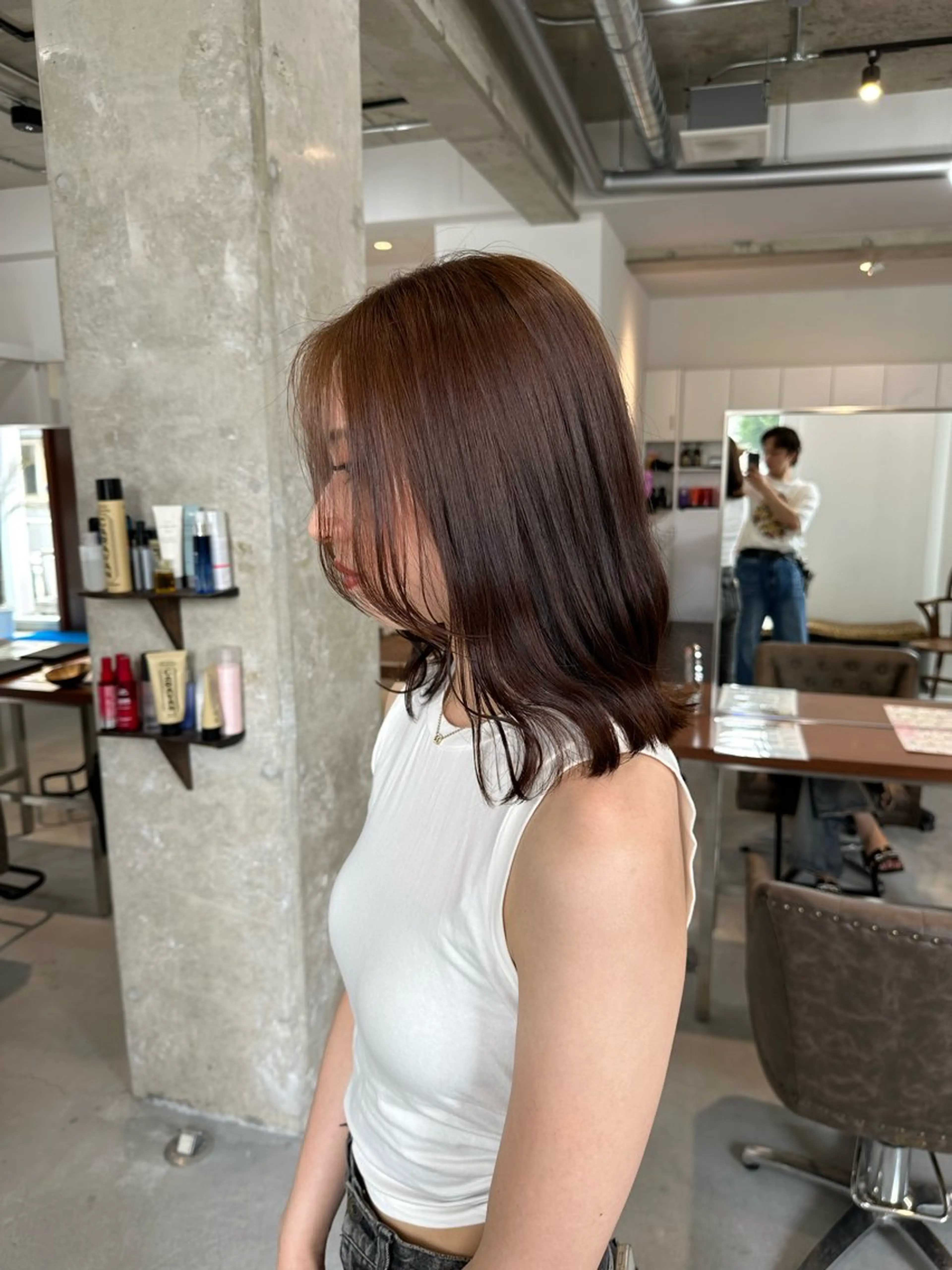 ミディアム カラー カット ヘアカラー トリートメント カイリ /レイヤーカットのヘアスタイル