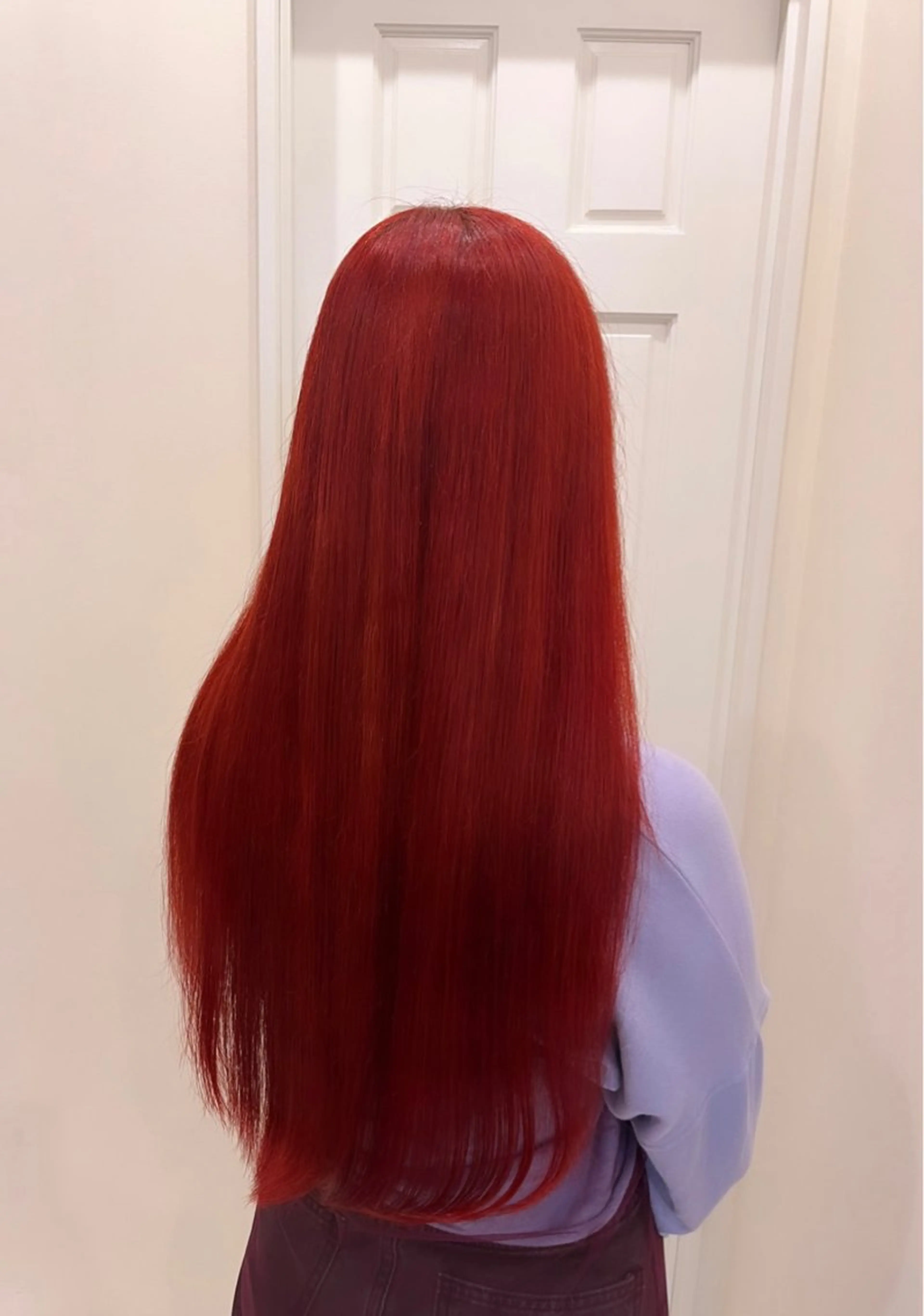 ロング カラー レッドカラー ヘアカラー トリートメント りく　ハイトーン ケアブリーチ特化のヘアスタイル