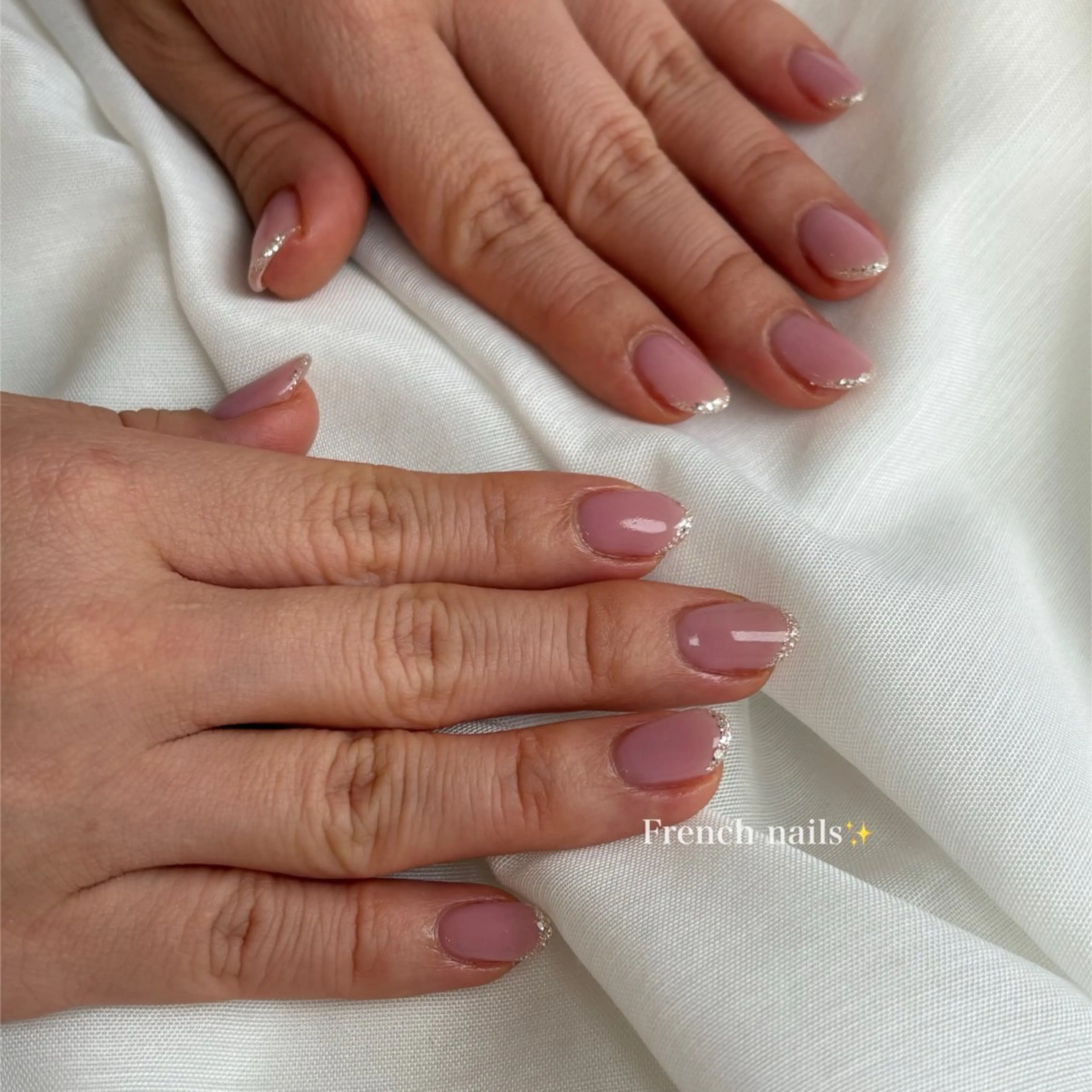 ネイル フレンチネイル ラメ(グリッター) ハンドネイル Rich+nail Mayuのネイルデザイン