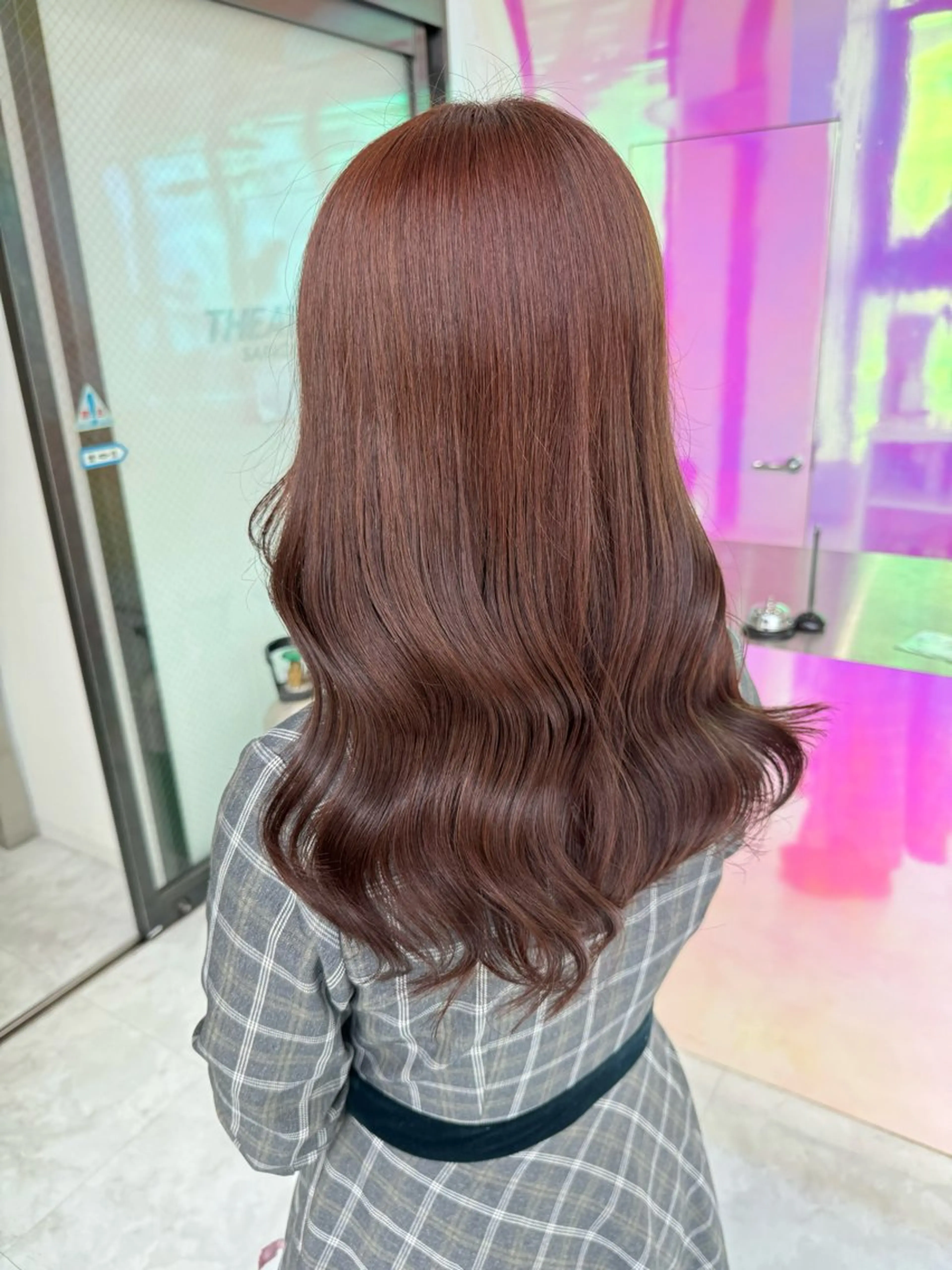 ロング カラー ブラウンカラー ピンクカラー ピンクブラウン カット ヘッドスパ ヘアセット ♡ブリーチカラー♡ Mirioのヘアスタイル