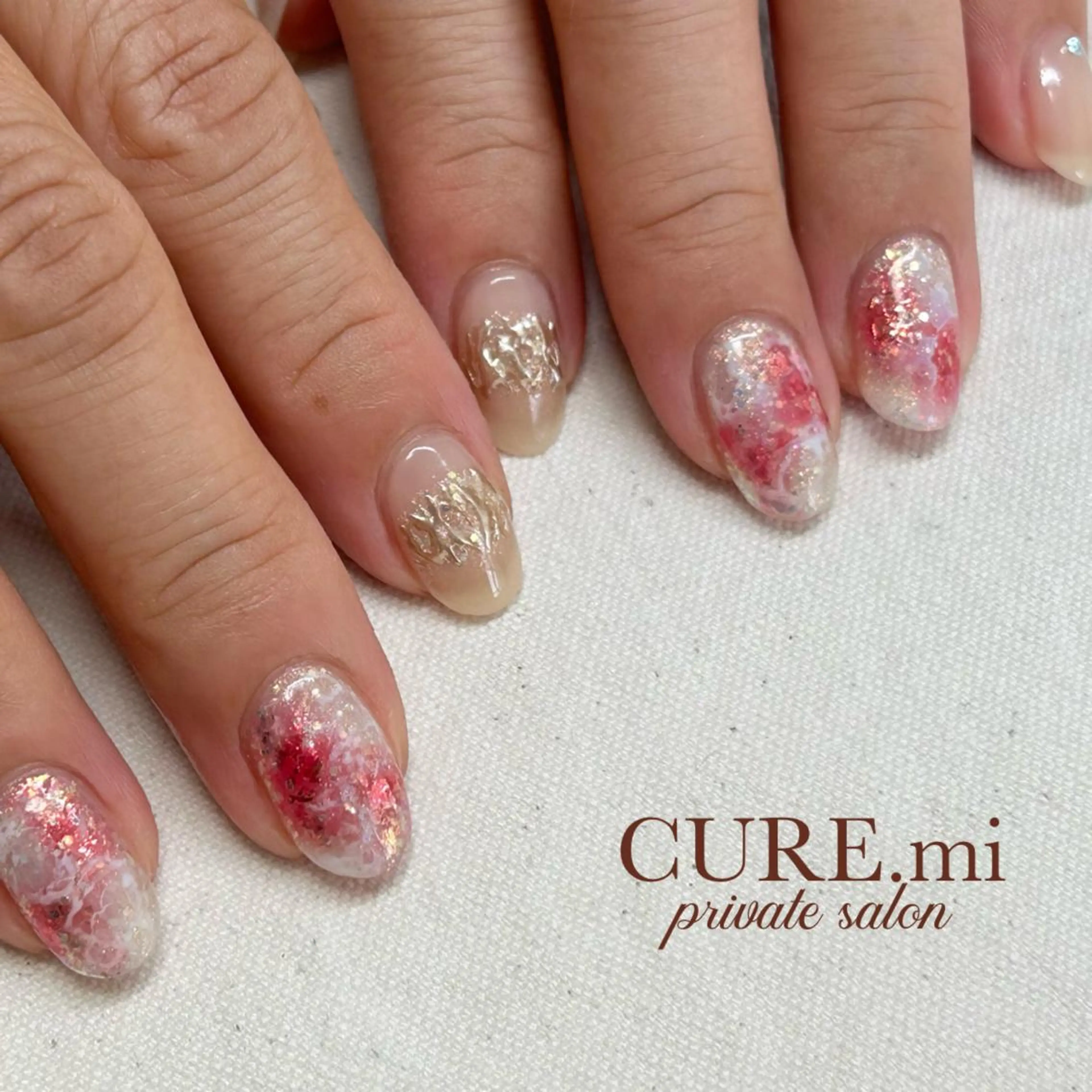 ネイル ニュアンスネイル ピンク ハンドネイル ハンドケア CURE.mi所属・伊藤 美香のネイルデザイン