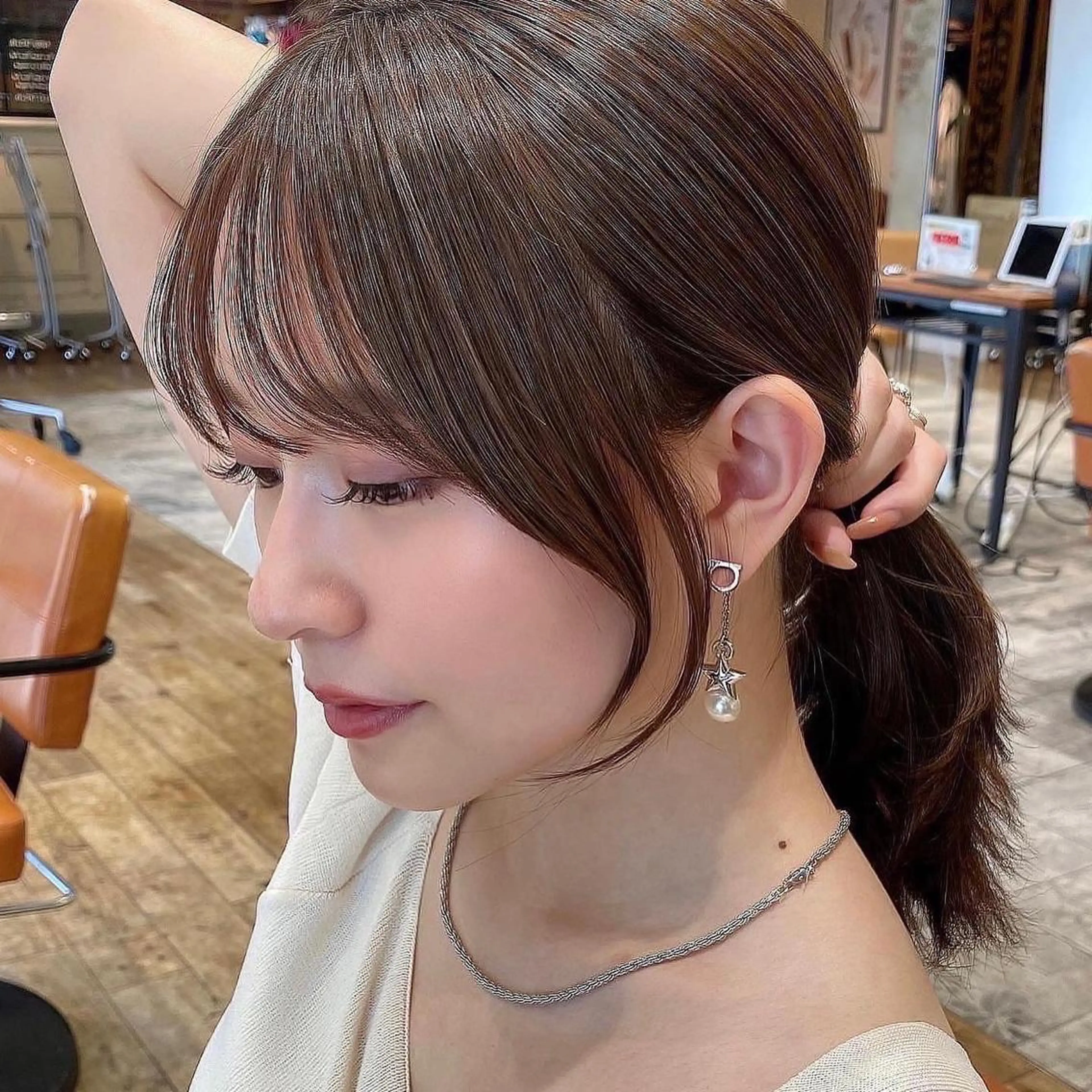 セミロング くびれヘア 顔周りカット 髪質改善 縮毛矯正 カット ヘアカラー トリートメント 🧡くびれヘア/前髪 顔周り🧡久原結衣のヘアスタイル