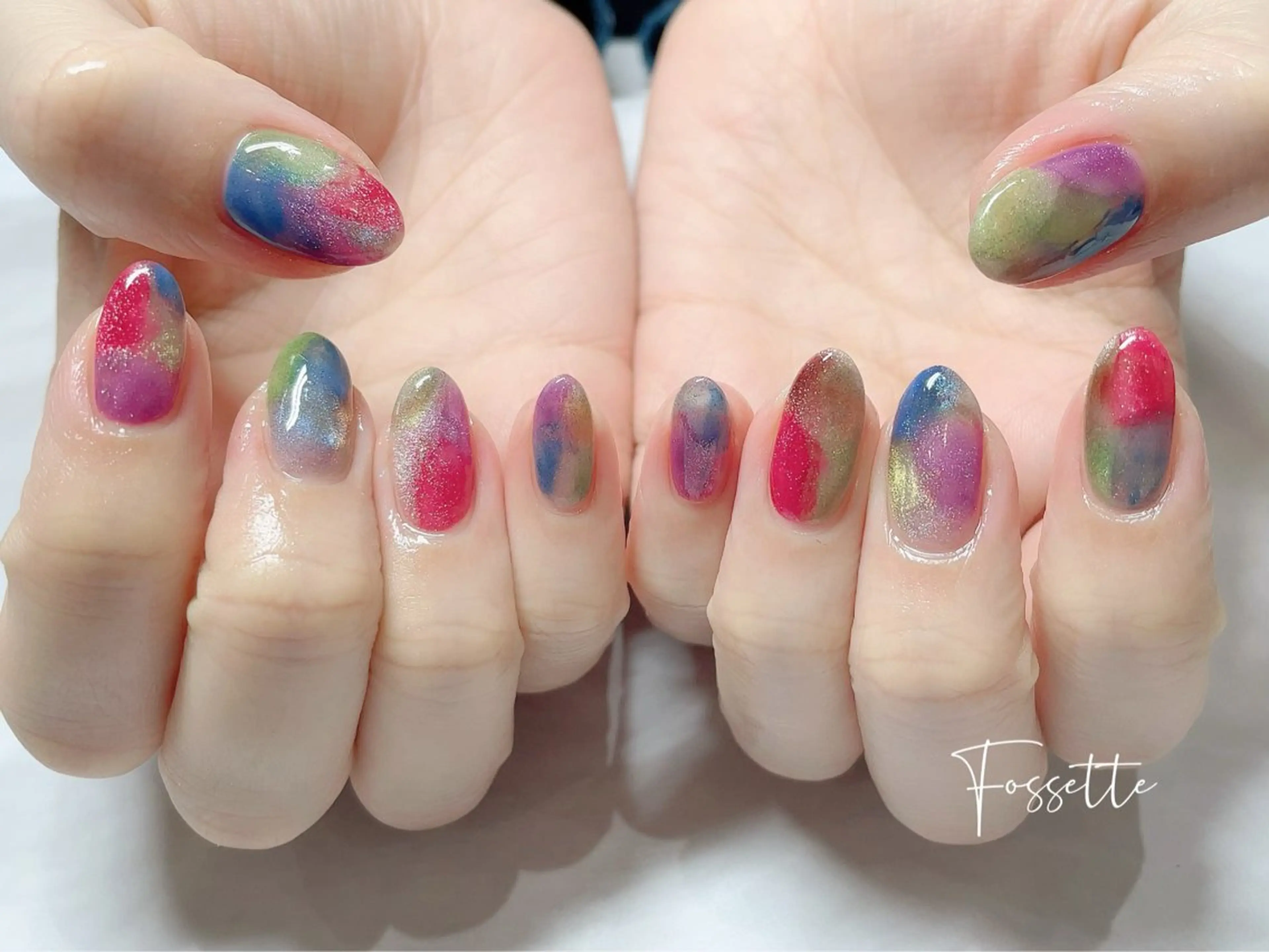 ネイル キラキラネイル マグネットネイル ニュアンスネイル nailsalon Fossetteのネイルデザイン