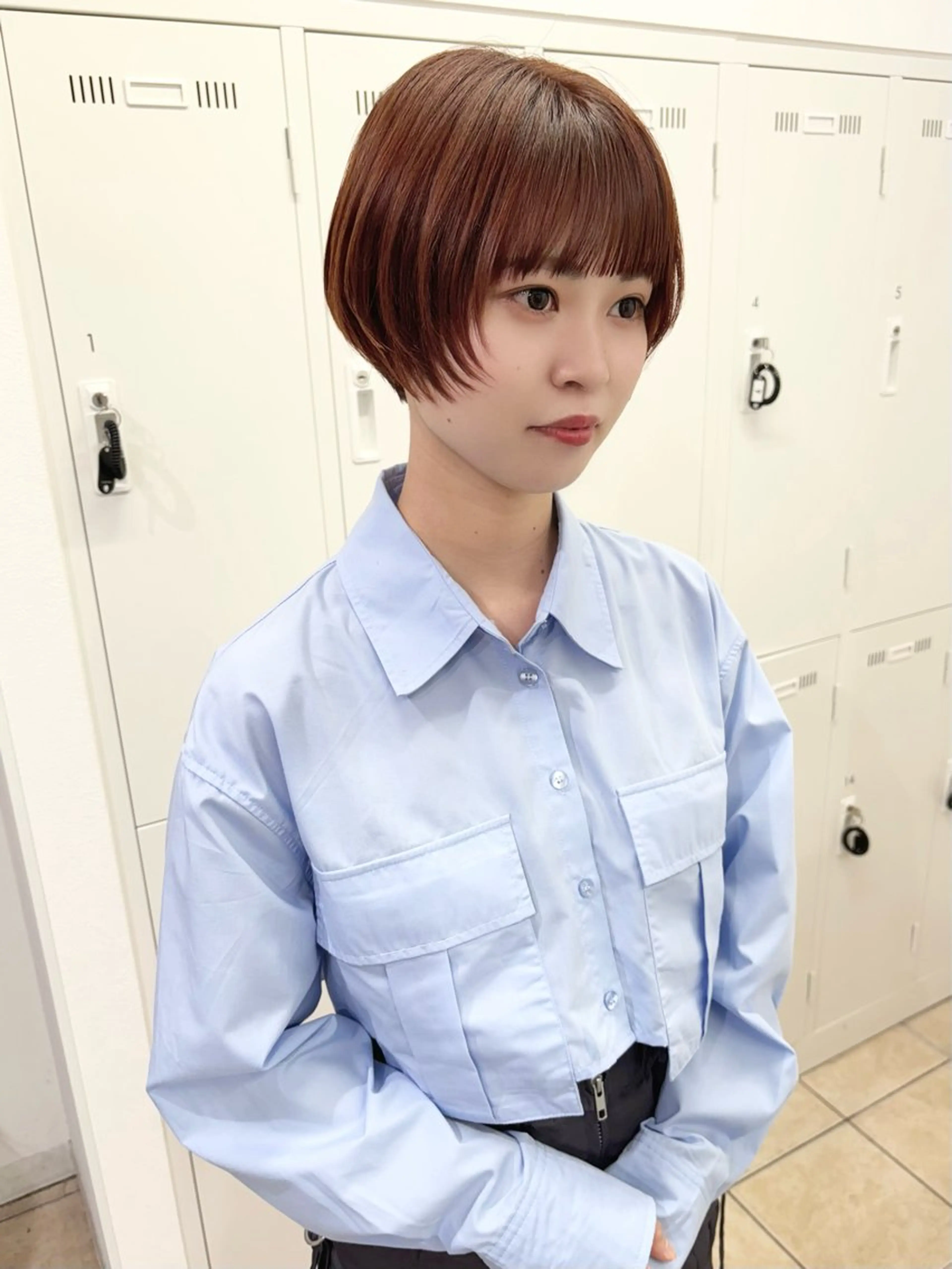 ショート カラー ショートレイヤー 顔まわりレイヤー レイヤーカット ショートヘア カット ヘアカラー 西山梨々/ボブ/ ショート/レイヤーのヘアスタイル