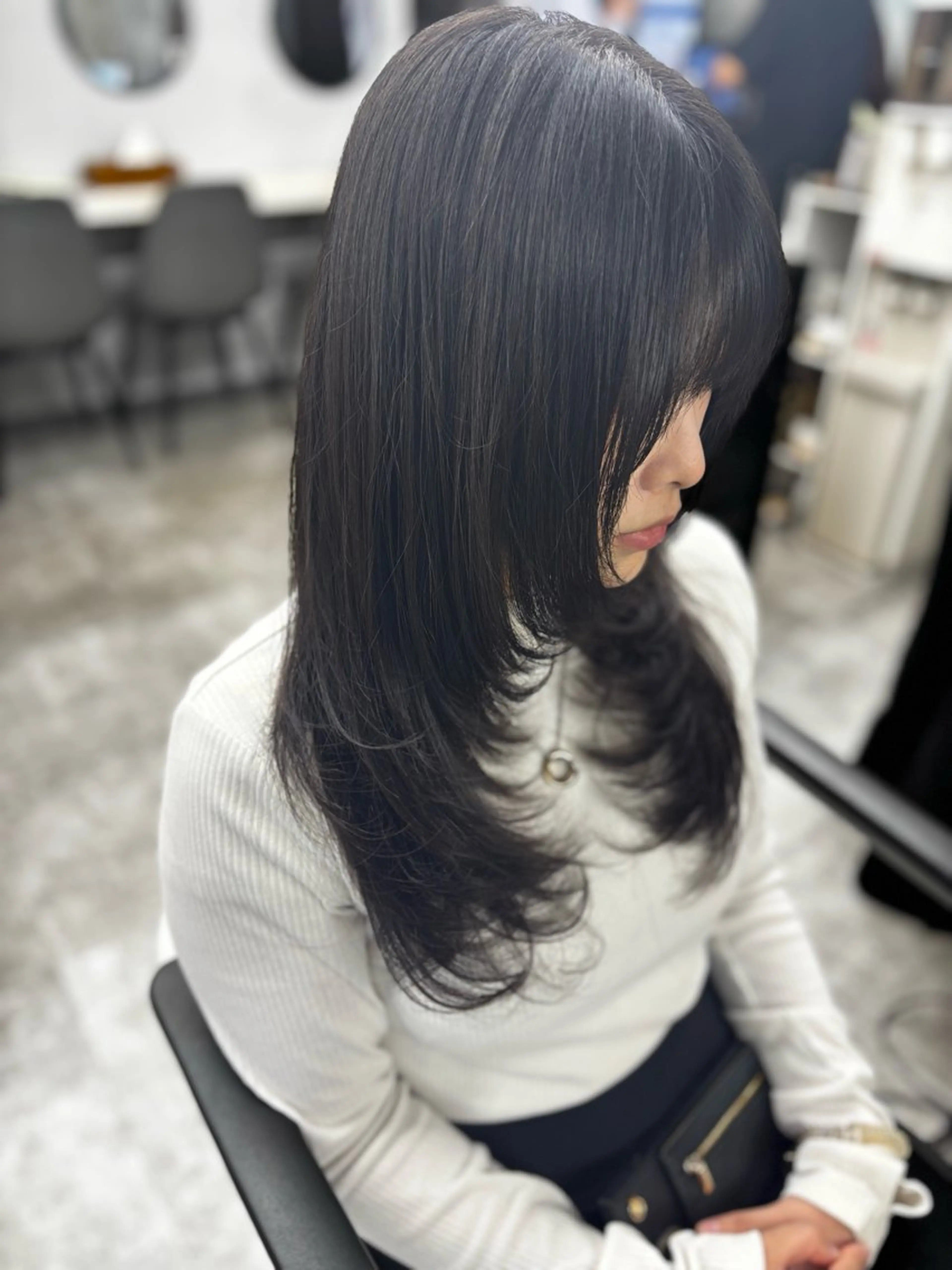 ロング お団子ヘア ショートボブ ミストバング ボブ くびれヘア カット ヘアカラー トリートメント 髪質改善/縮毛矯正 カット/カラー/y.のヘアスタイル