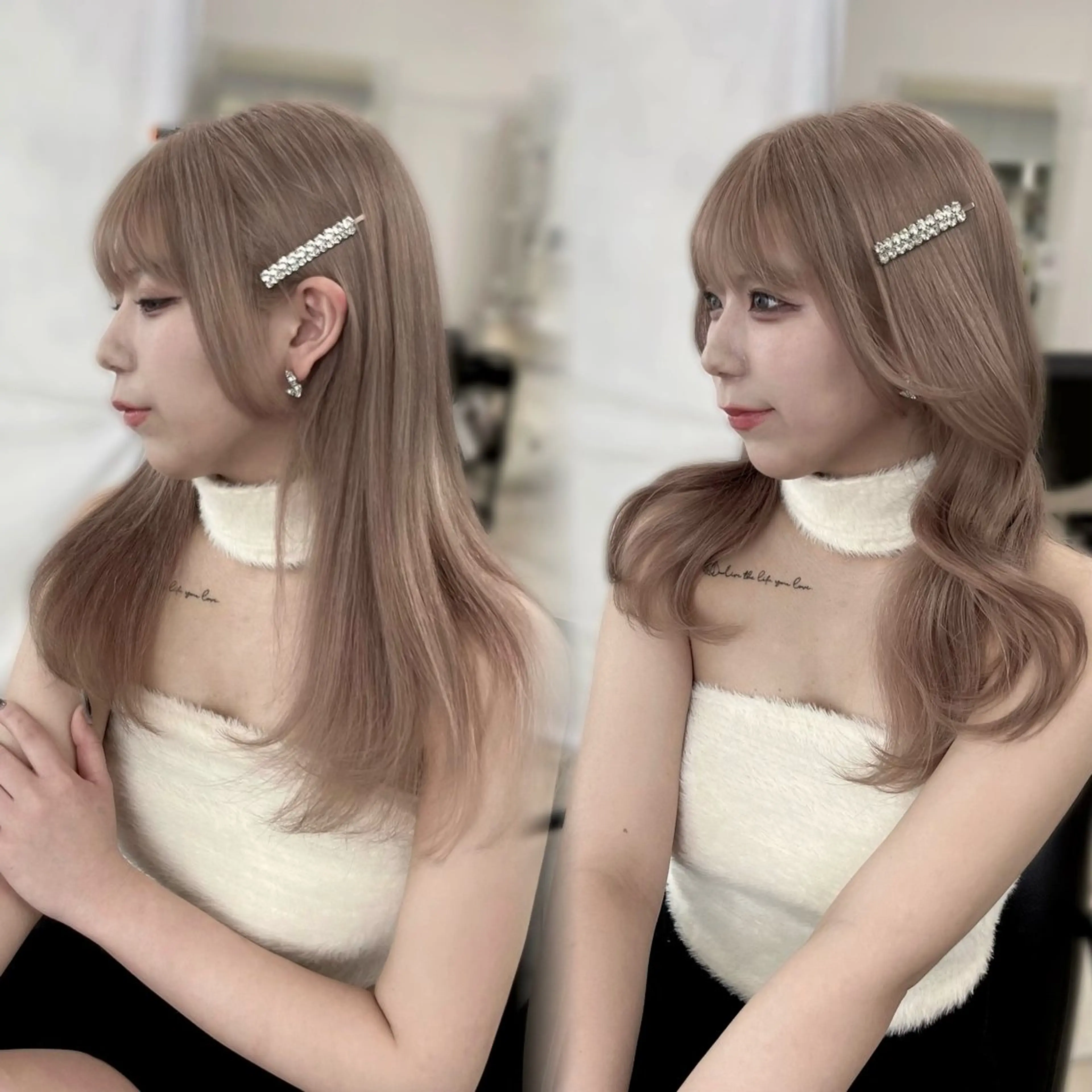 ロング ヘアカラー トリートメント 韓国盛れヘア🩶/ 池袋𝐑𝐢𝐧𝐚のヘアスタイル