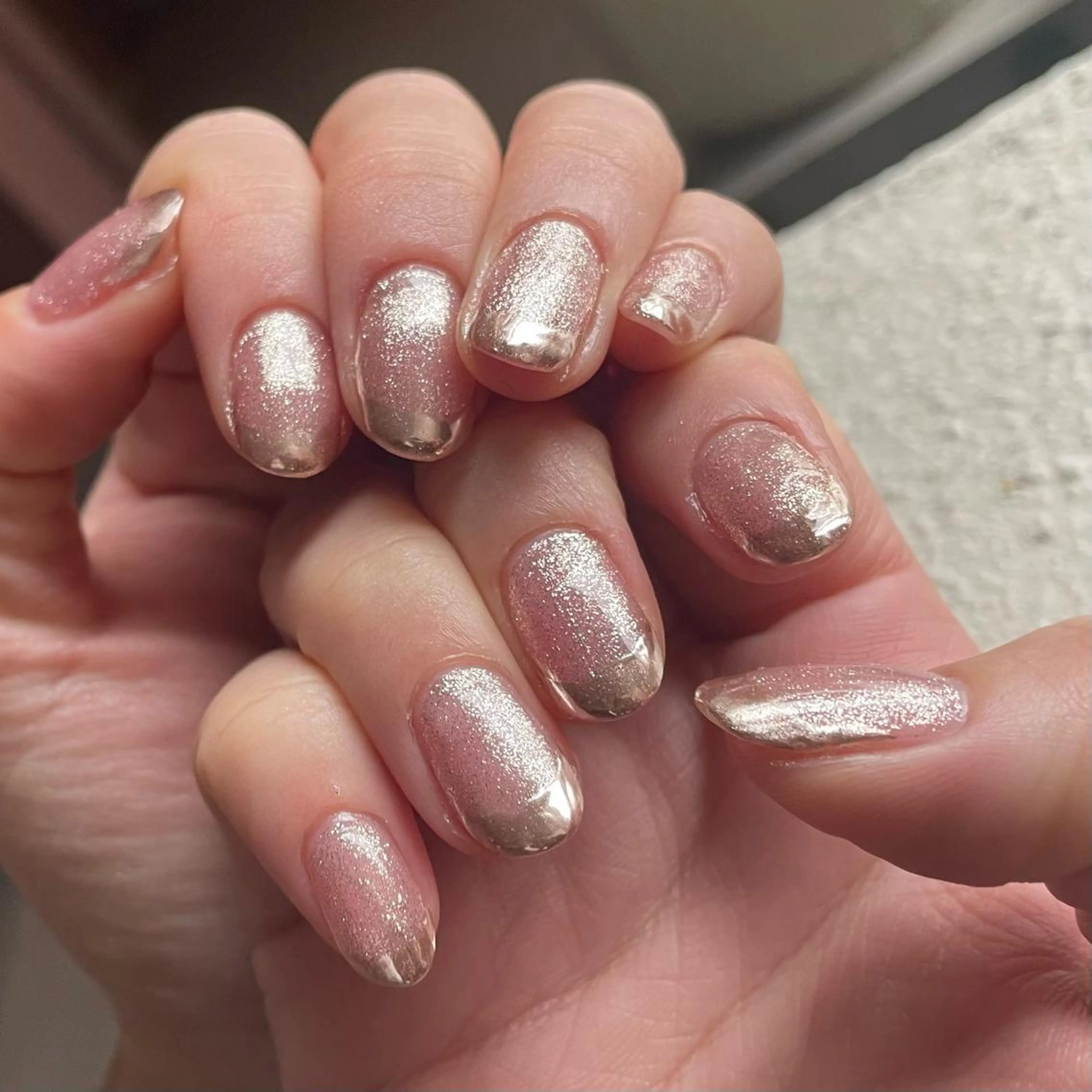 ネイル フレンチネイル ミラーネイル 奥園 良恵のネイルデザイン