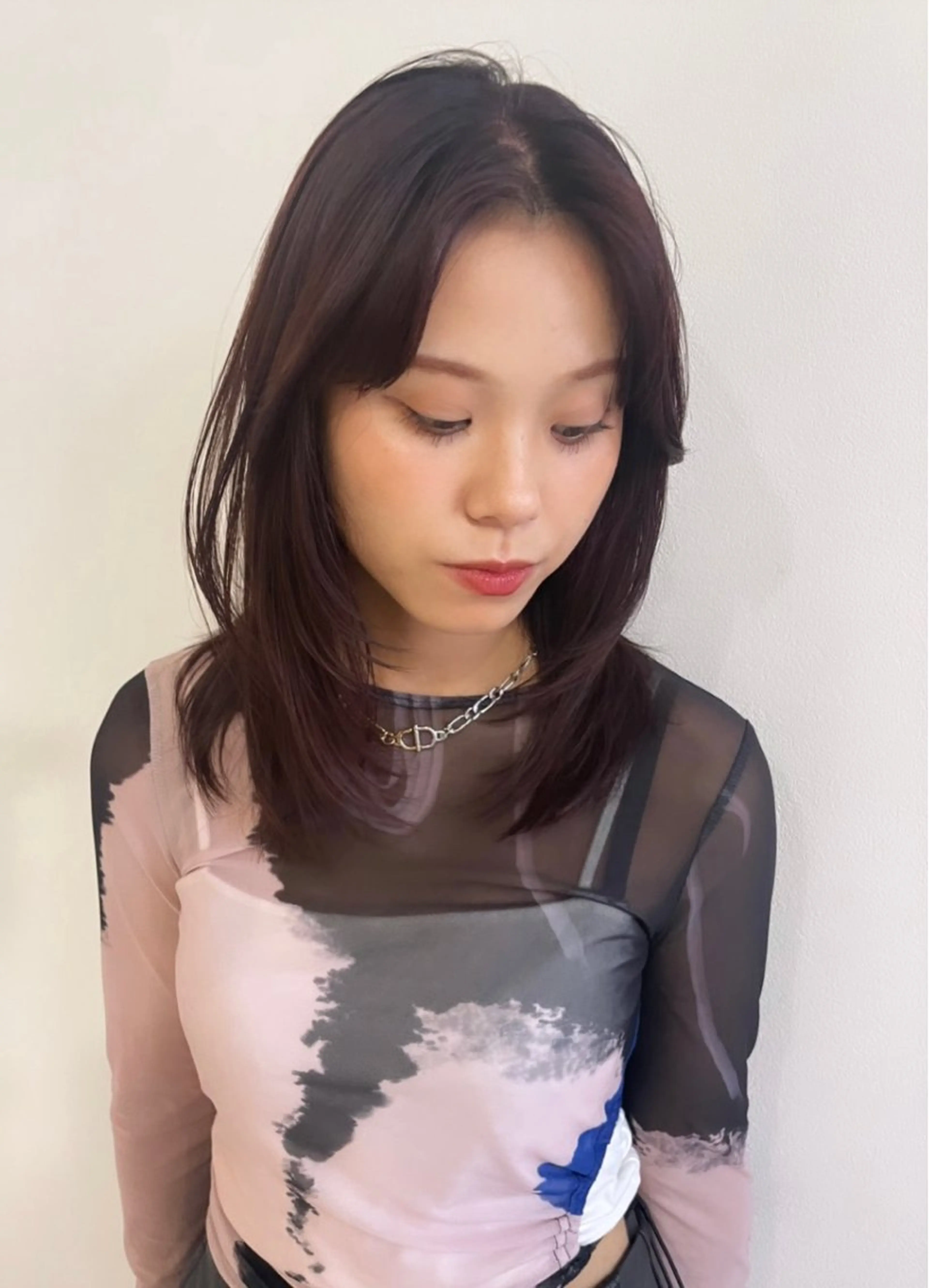 セミロング カラー レイヤーカット カット ヘアカラー risako🇰🇷 韓国ヘア/レイヤーのヘアスタイル