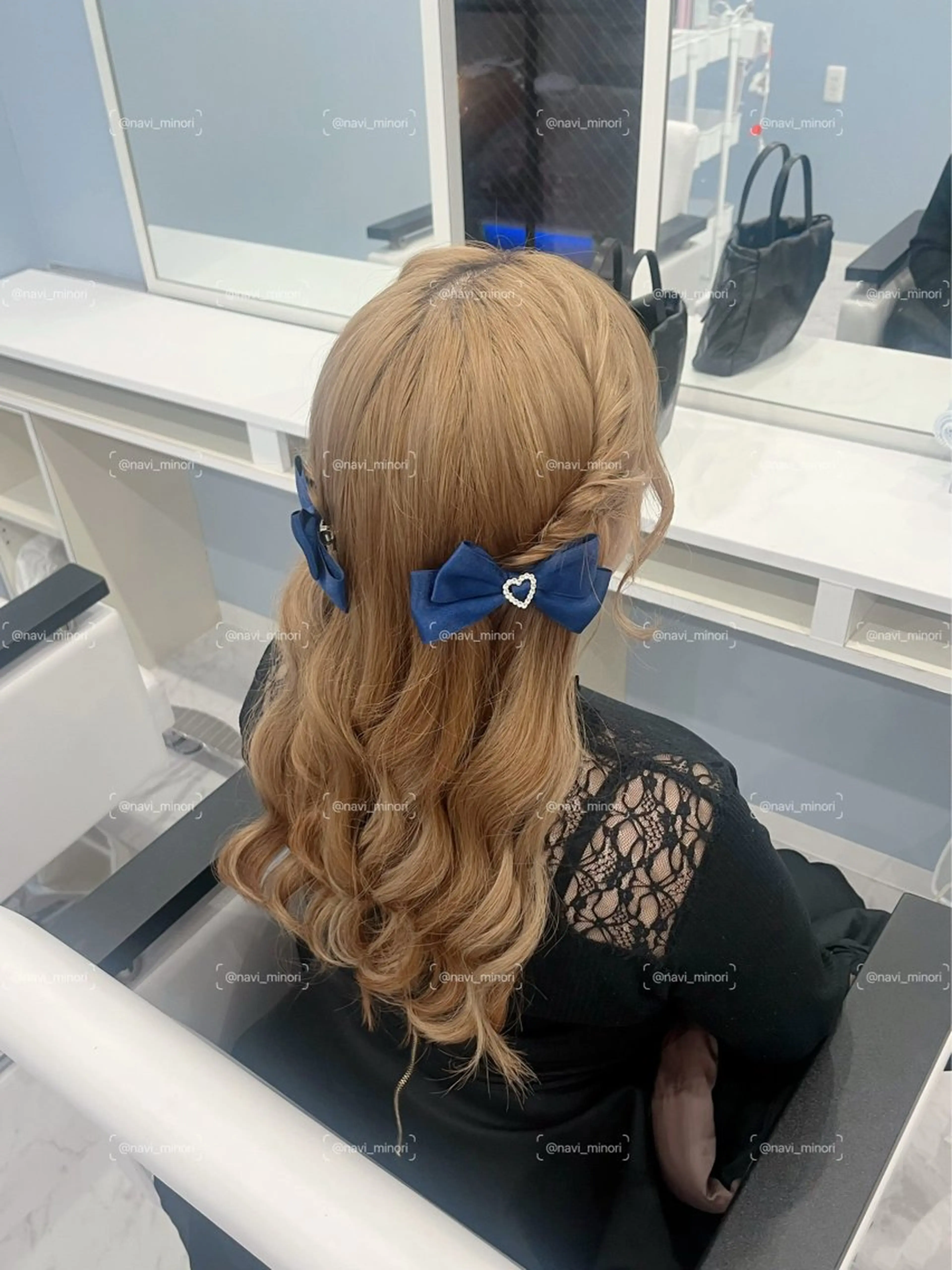 セミロング ヘアアレンジ ヨシンモリ ヘアセット navi minoriのヘアスタイル