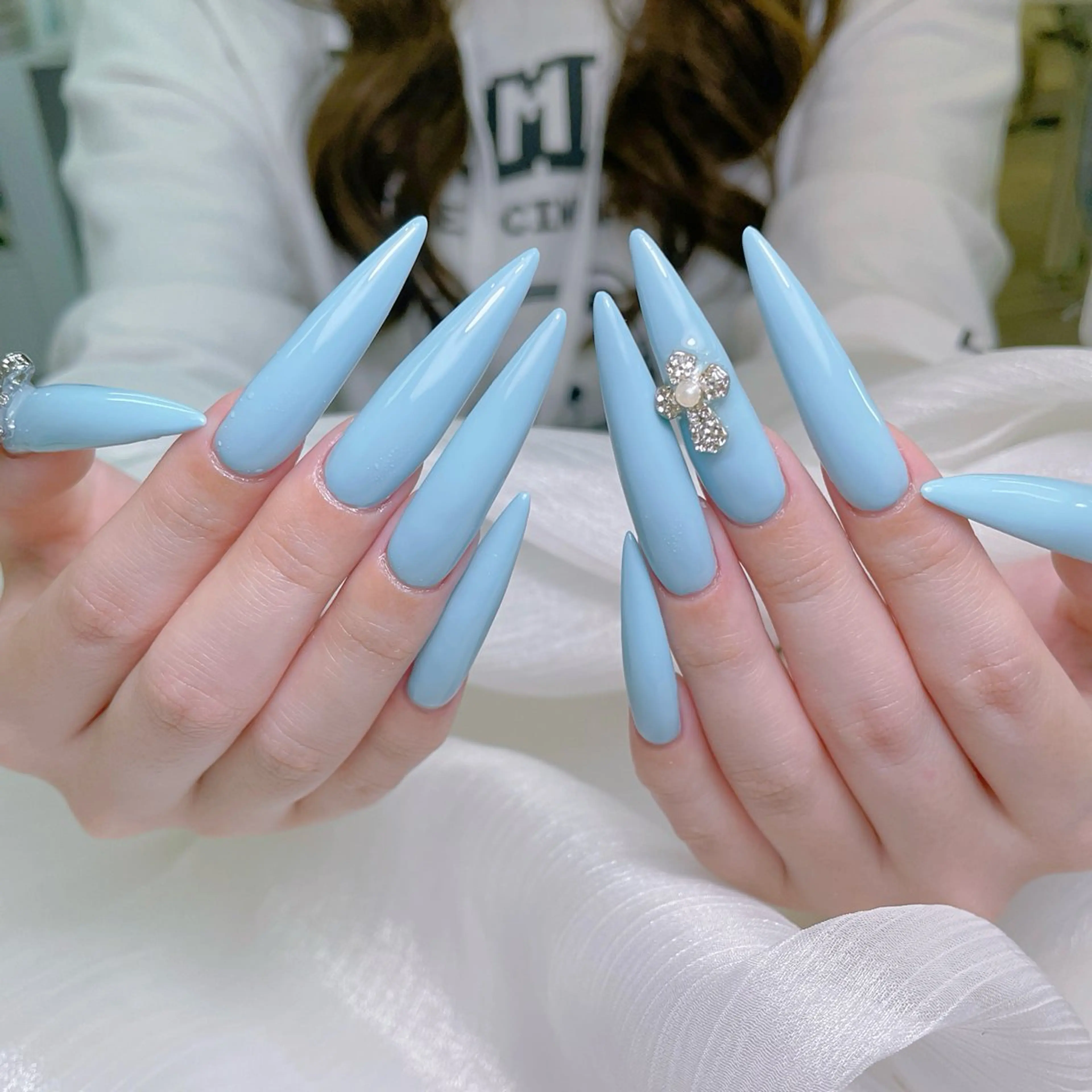 ネイル チークネイル クリアネイル ガーリー キラキラネイル 韓国ネイル ハンドネイル NailPrincess所属・princess スカルプ専門店のネイルデザイン