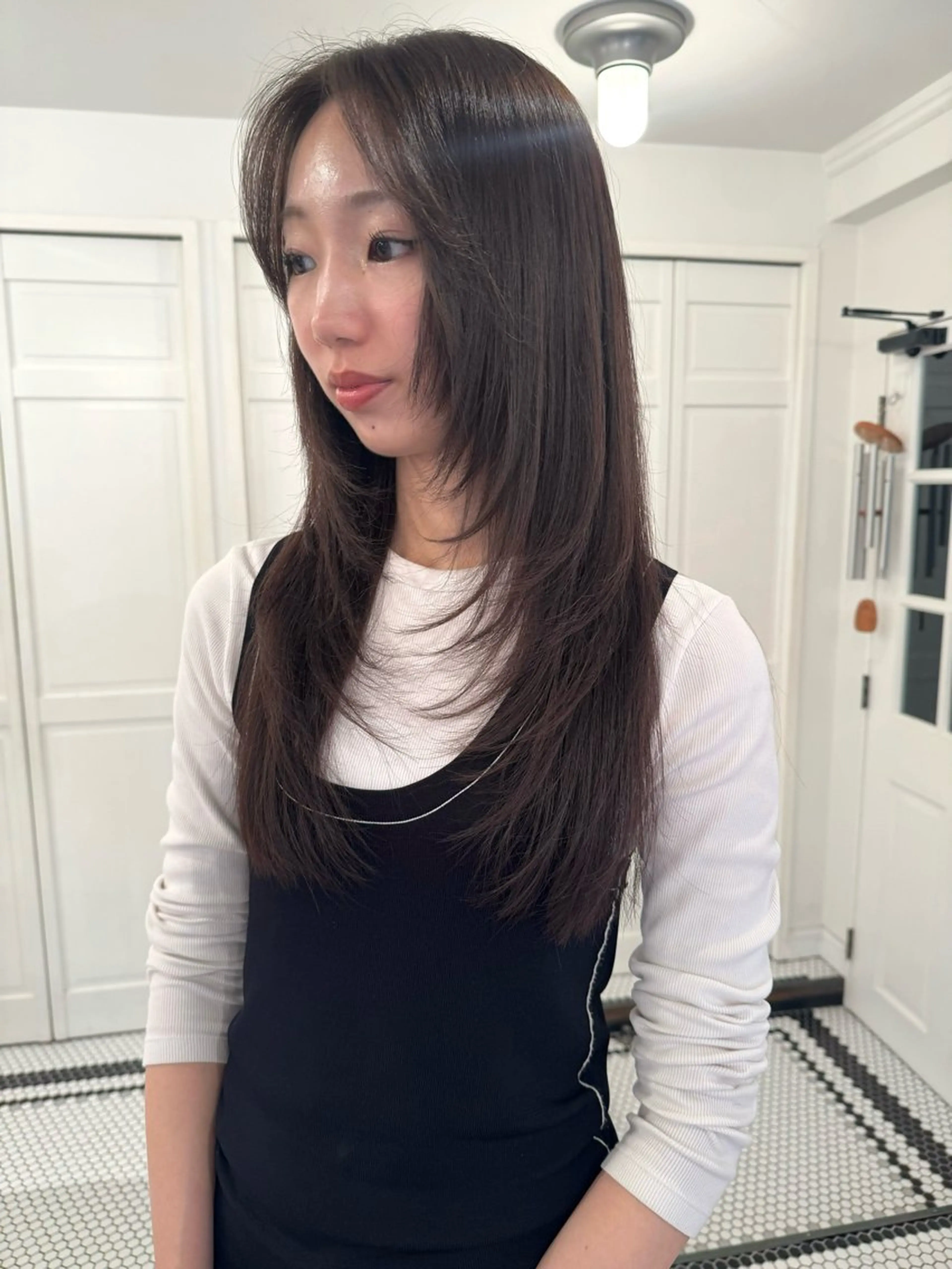 ロング カラー カット ヘアカラー ブリーチカラー🎀 韓国風/寺門美優のヘアスタイル