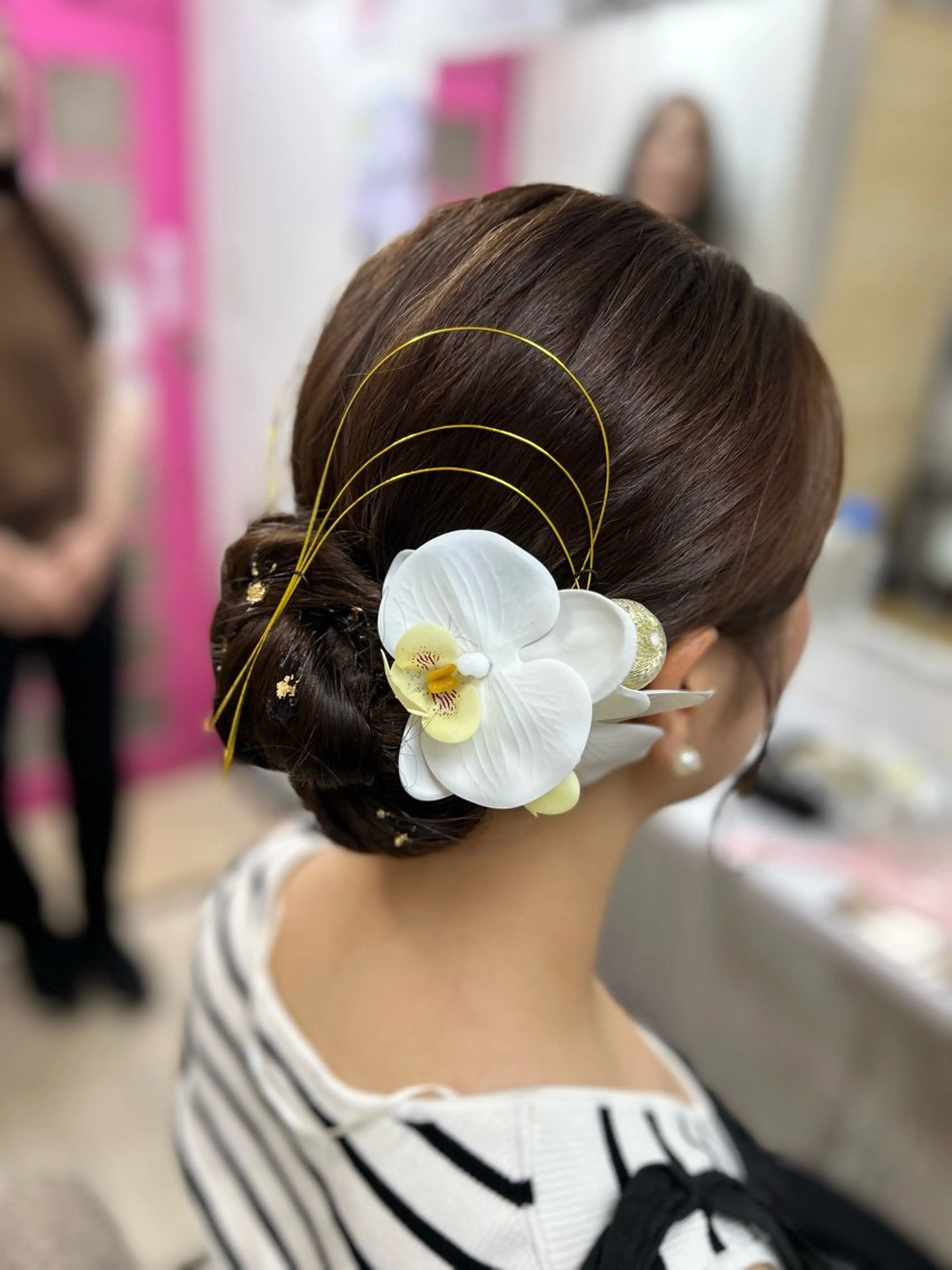 セミロング ヘアアレンジ 着物ヘア ヘアセット へアセット レインボーのヘアスタイル