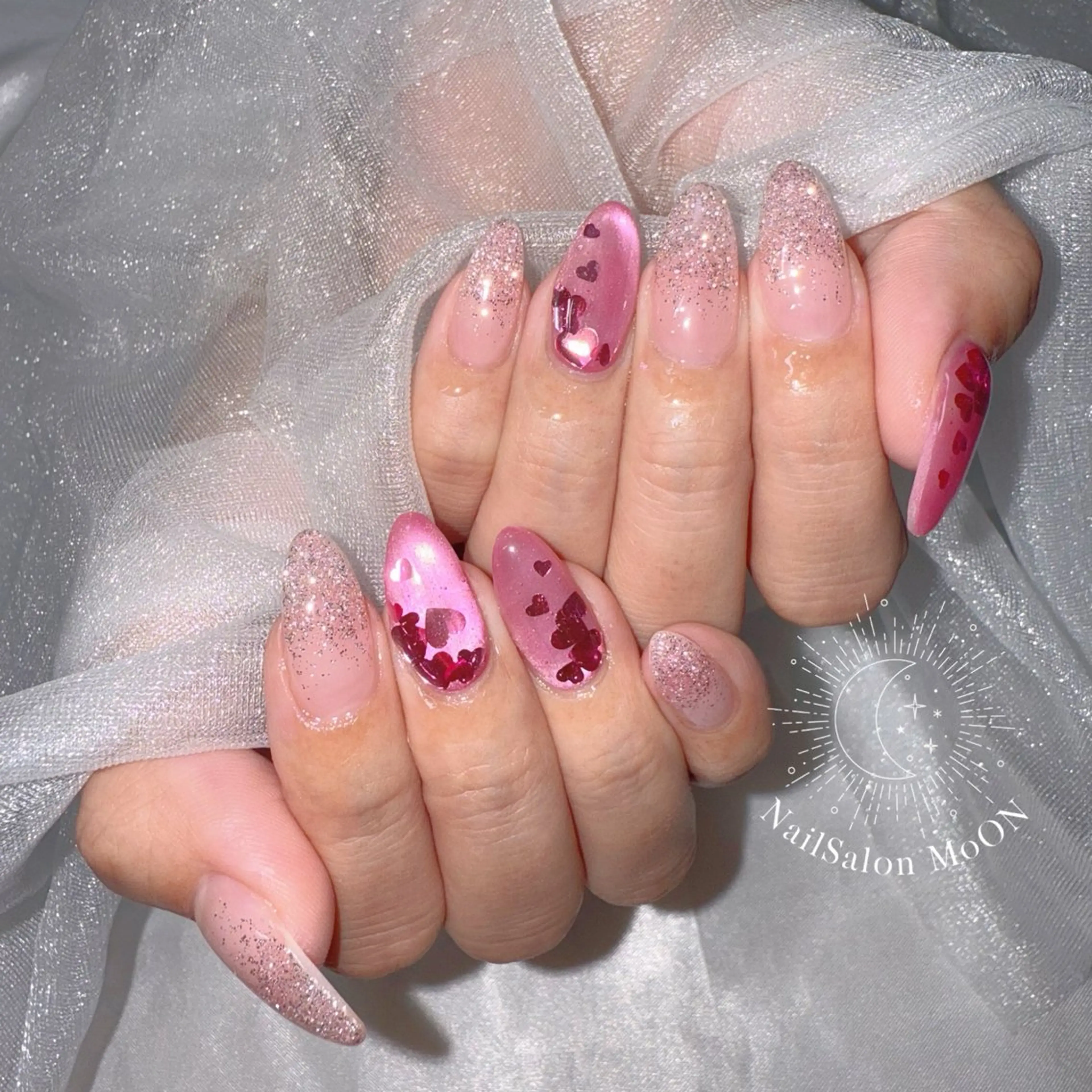 ネイル フラッシュネイル ラメ(グリッター) ハンドネイル ハンドケア MoON...❤︎ MeGuのネイルデザイン