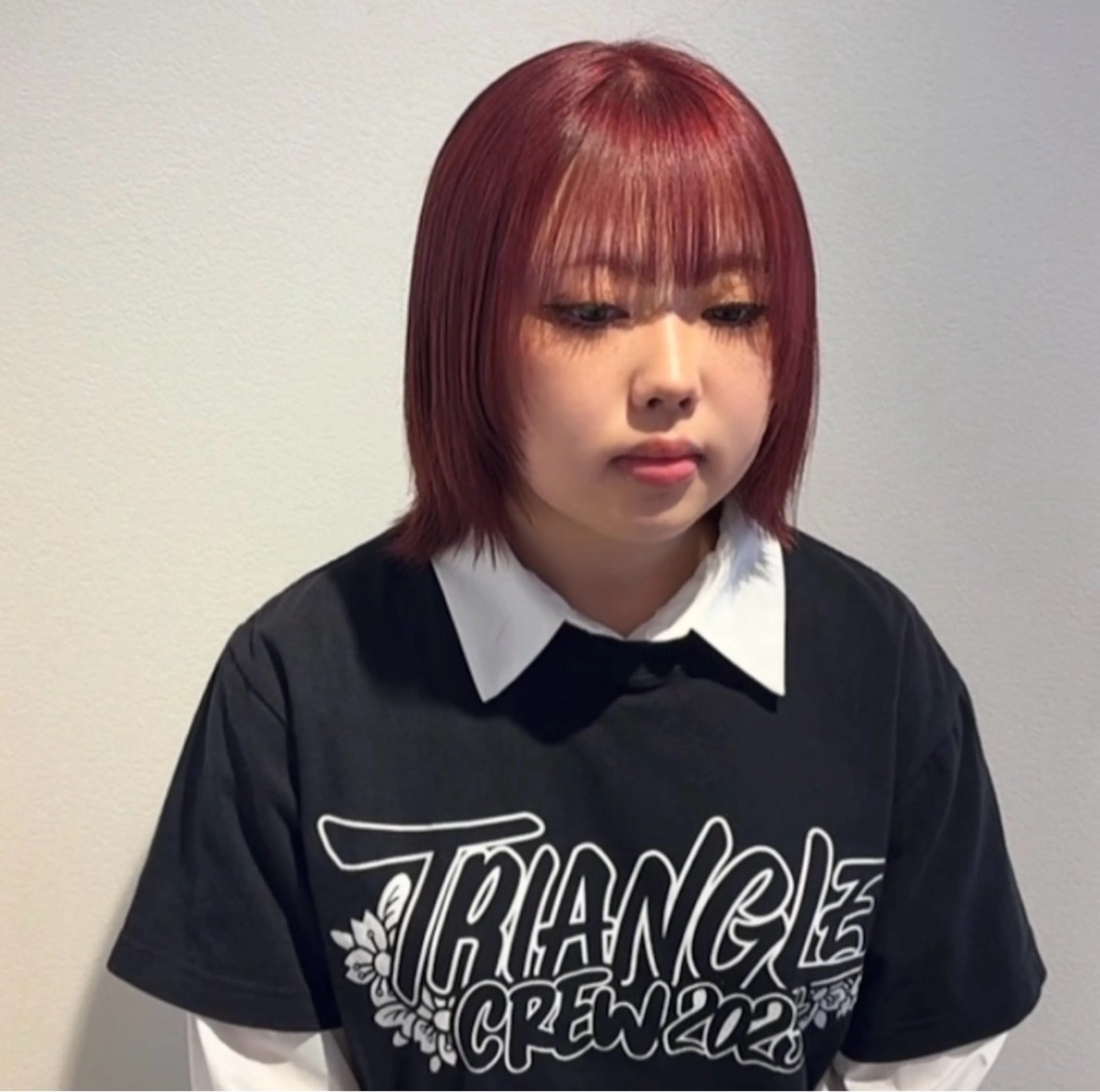 ミディアム カラー ブリーチ ダブルカラー レッドカラー SASE/ 🍒nodoka🍒のヘアスタイル