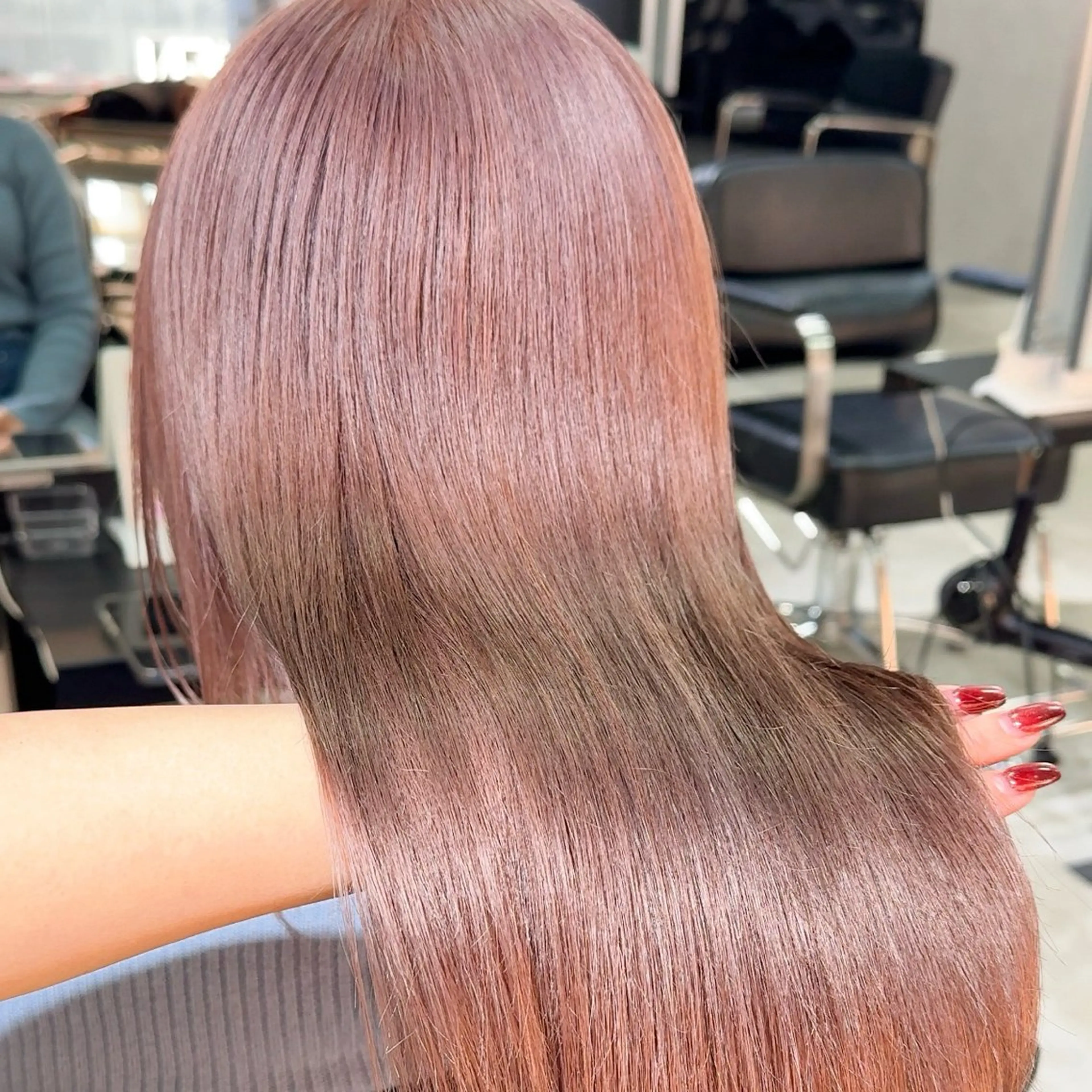 セミロング カラー ベージュカラー ピンクカラー ピンクベージュ 髪質改善 ヘアカラー トリートメント レイヤー/暖色/ ミルクティー/マリアのヘアスタイル