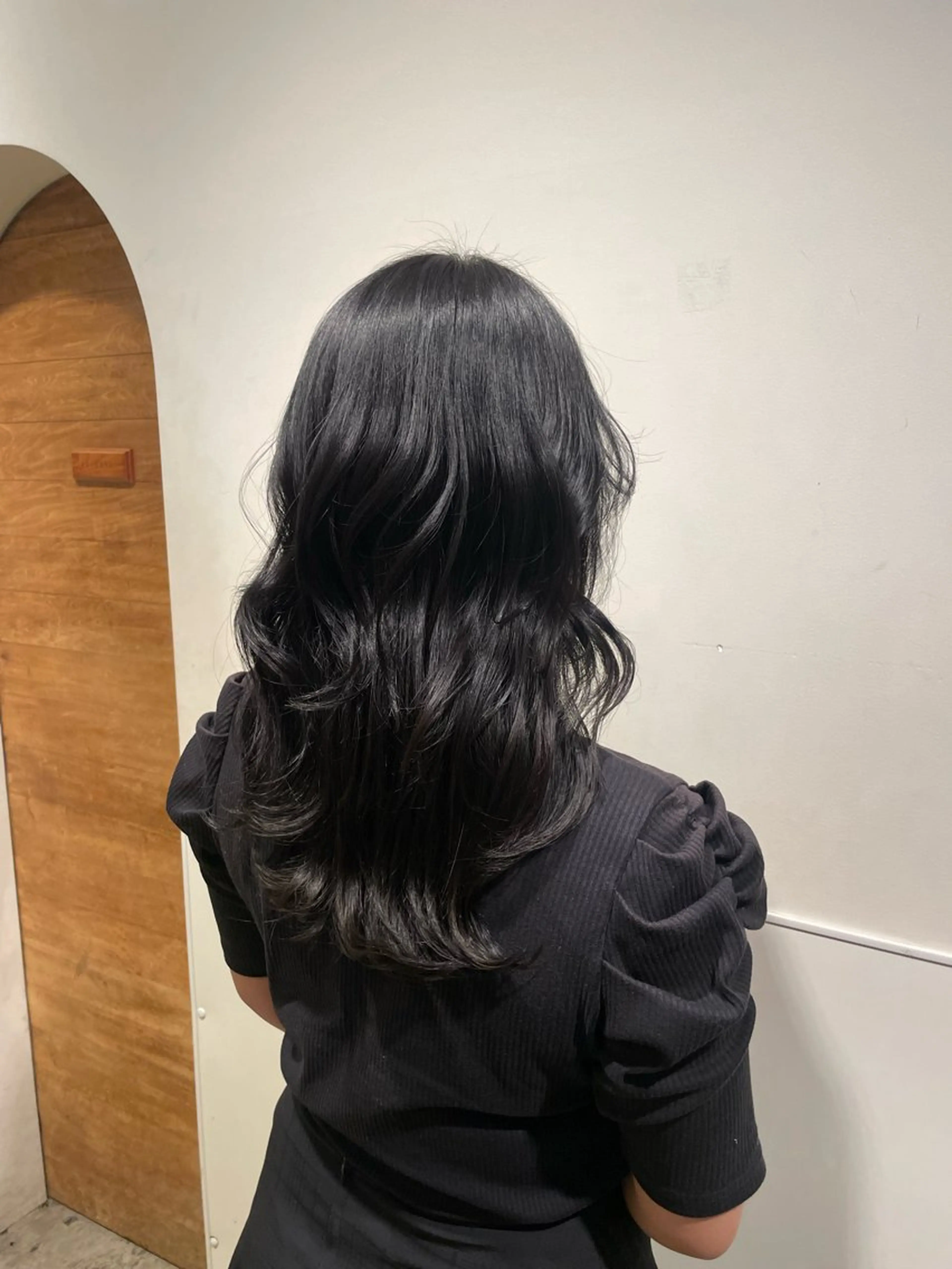 セミロング カラー 黒髪 グレーブラック カット ヘアカラー トリートメント EARTH菊名店👾 ひらのすぐるのヘアスタイル