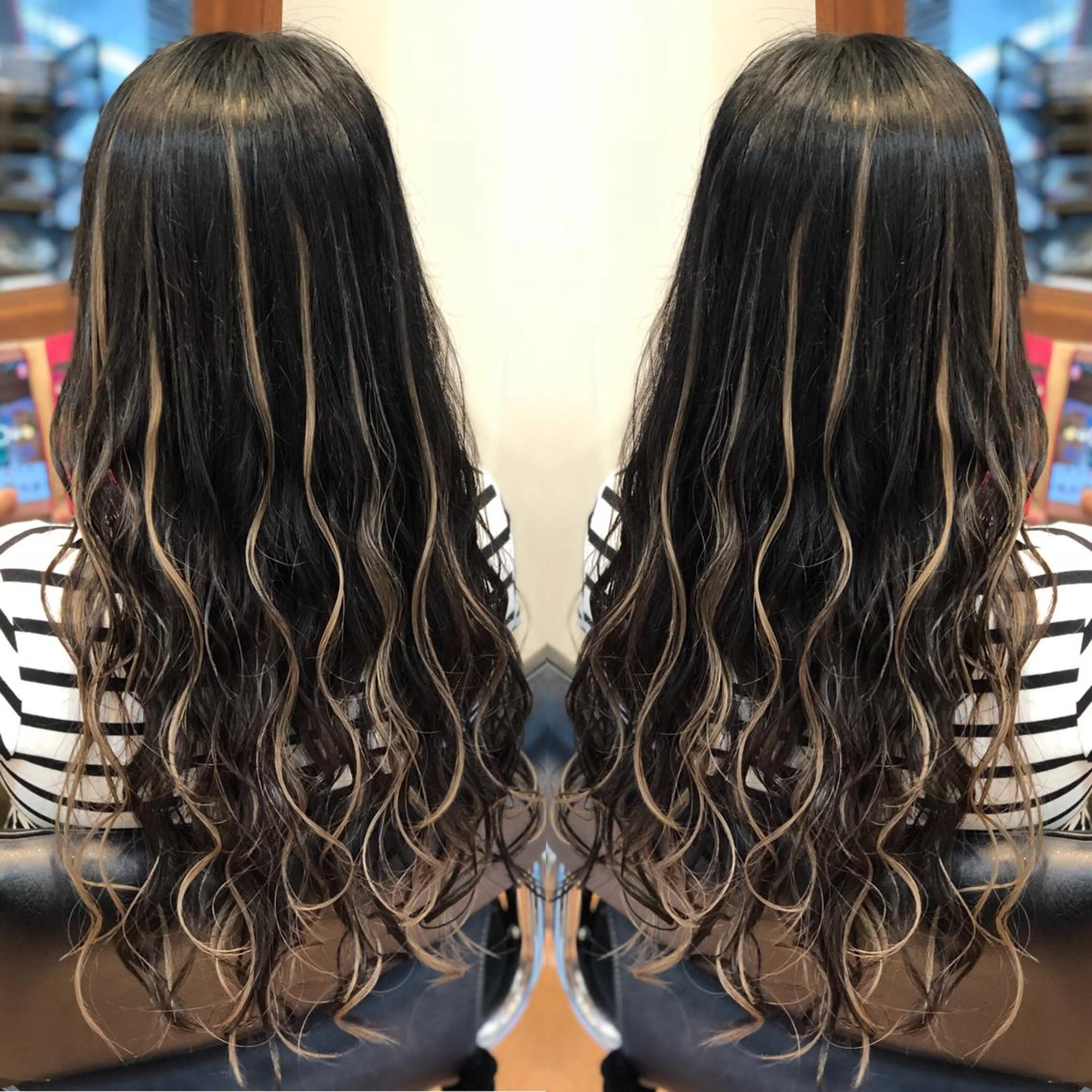ロング シールエクステ エクステ ハイライト エクステ LOCO Ko-kiのヘアスタイル