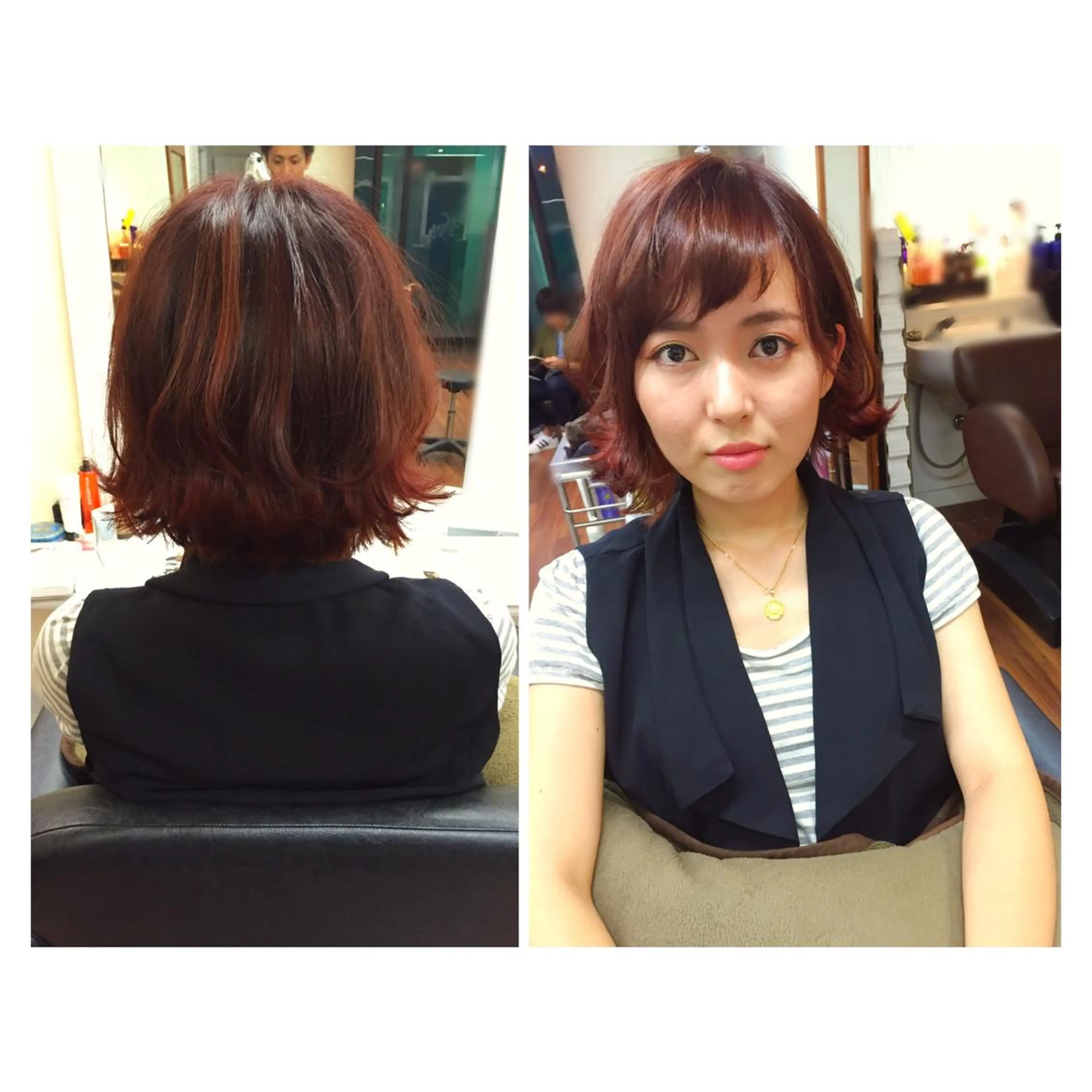 ショート ミディアム セミロング カラー パーマ ヘアアレンジ ローズカラー 成松 勇治のヘアスタイル