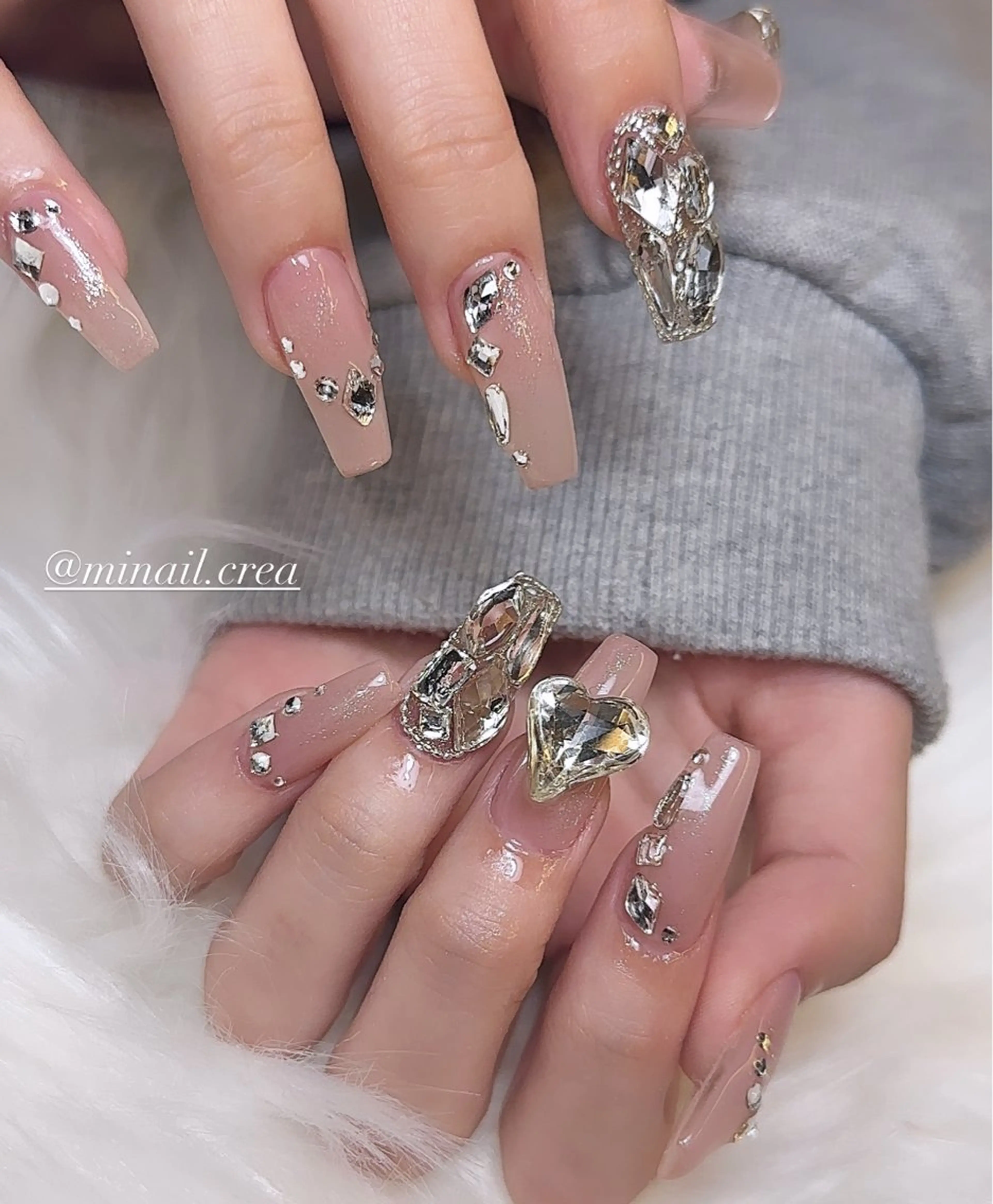 ネイル 長さ出し ジェルネイル キラキラネイル ロングネイル ワンカラーネイル ハンドネイル CRéA　-private nailsalon-所属・CReA nailのネイルデザイン
