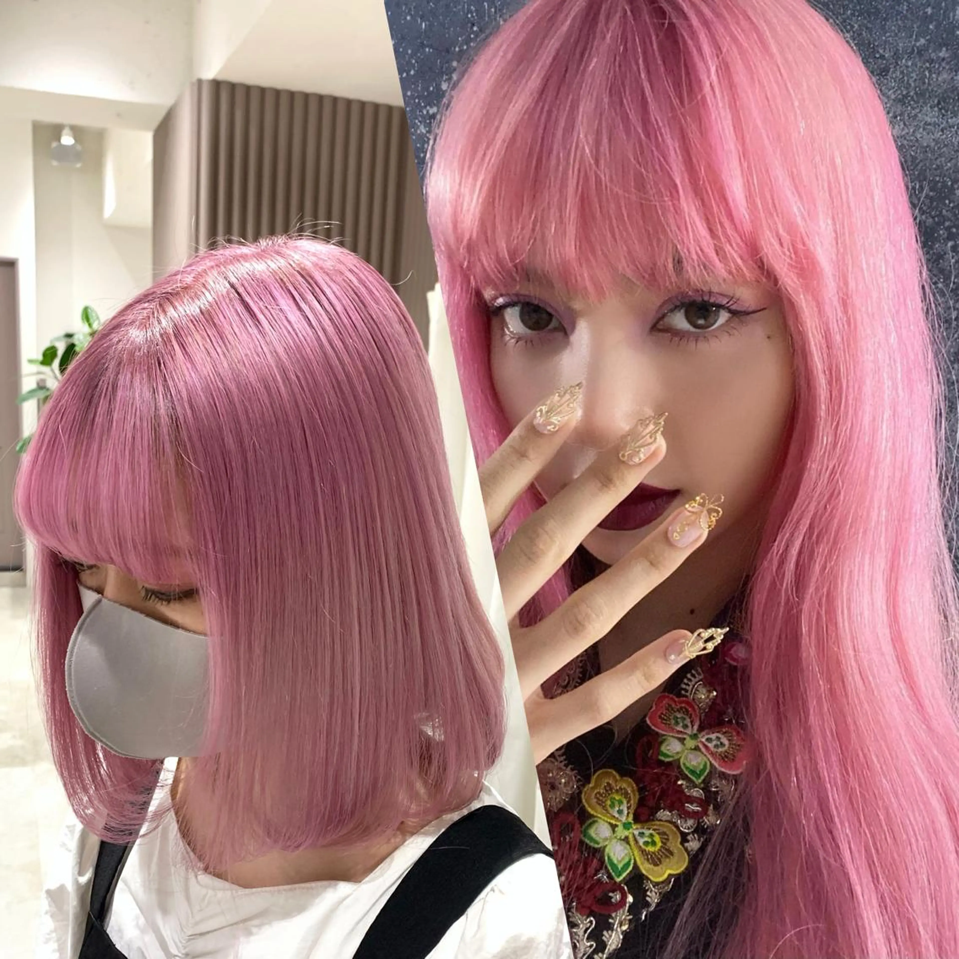 ミディアム カラー ベージュカラー ハイトーンカラー 韓国風カラー ピンクカラー ヨシンモリ Qin shaire salon所属・🤍ハイトーンカラー MAKOTO🤍のヘアスタイル