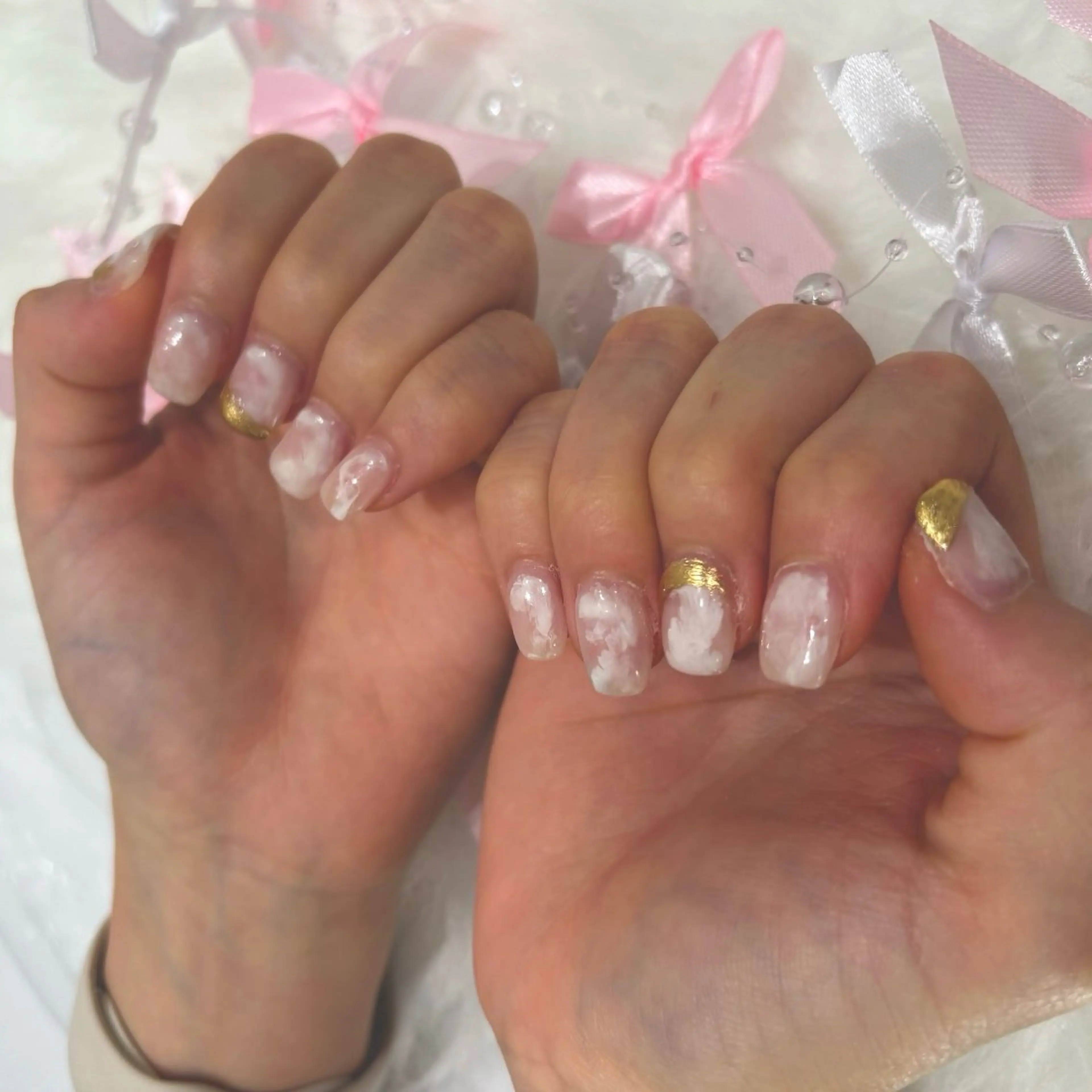 ネイル アートネイル 長さ出し フットネイル ゴールド ハート vante_aimi .パラジェル取扱店のネイルデザイン