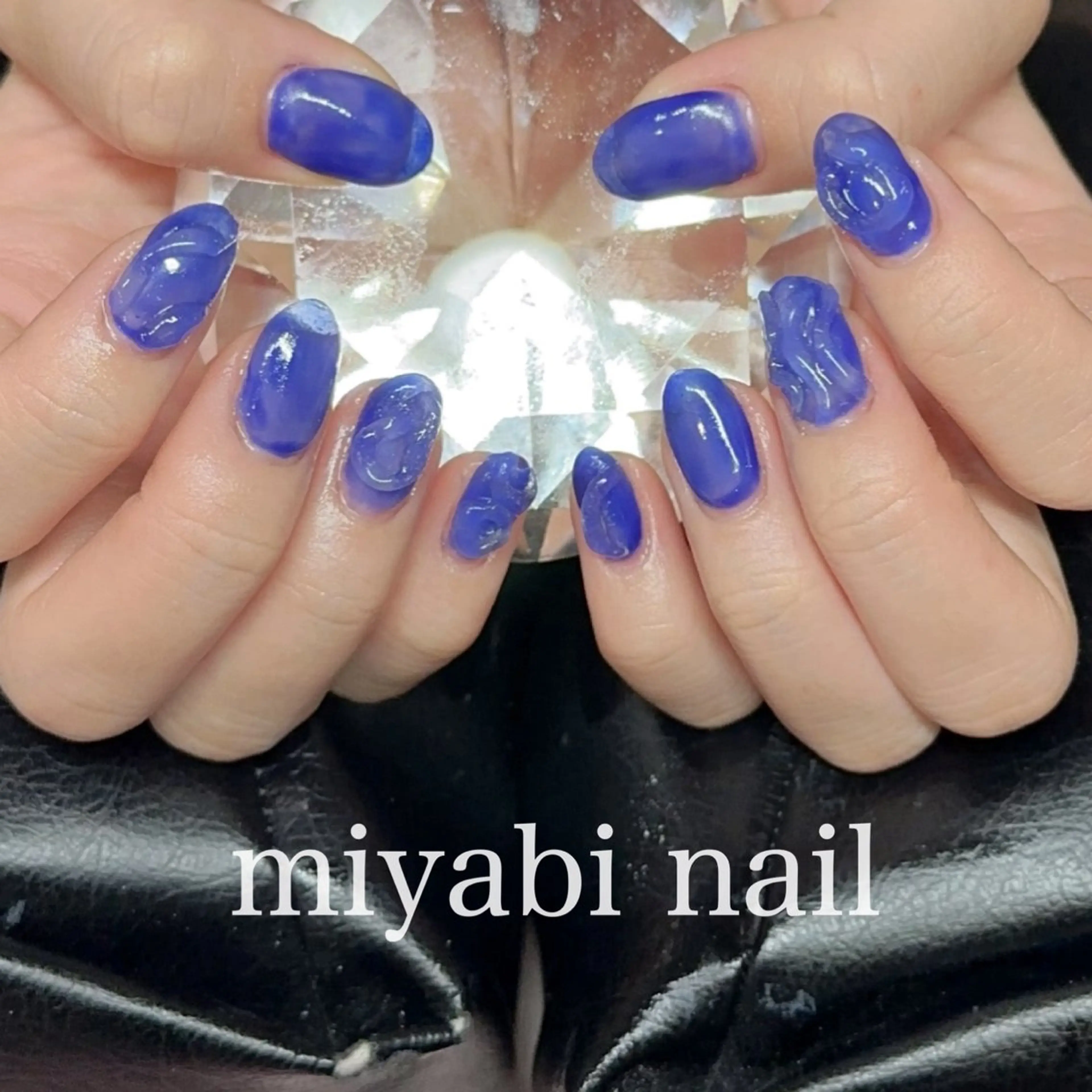 ネイル アートネイル ブルー クリアネイル ジェルネイル 持ち込み ハンドネイル miyabi nail 桂川駅近くのネイルデザイン