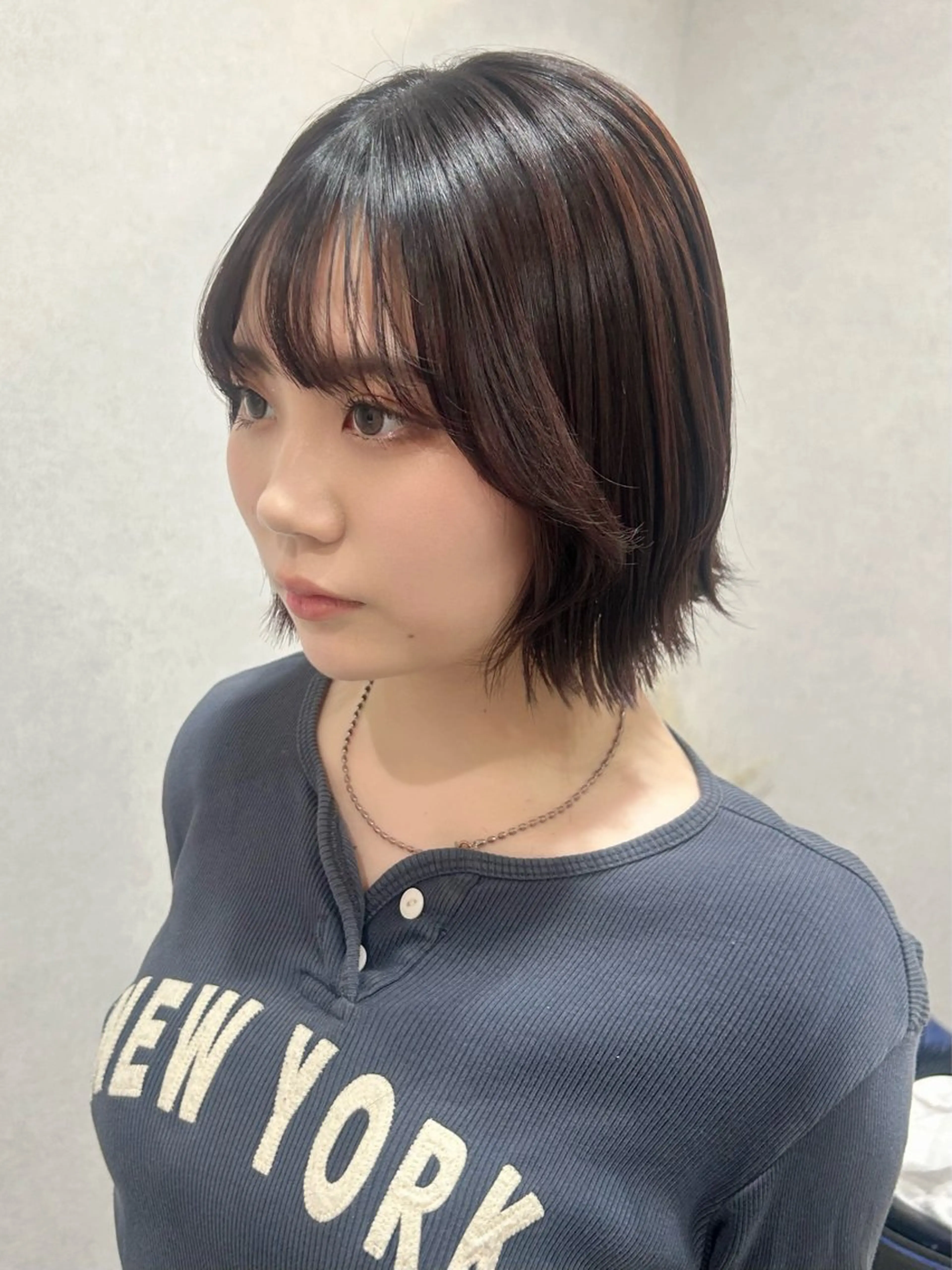 ミディアム ボブ くびれヘア 外ハネヘア カット ヘアカラー 柔らかい縮毛矯正/ ボブ/北林のヘアスタイル