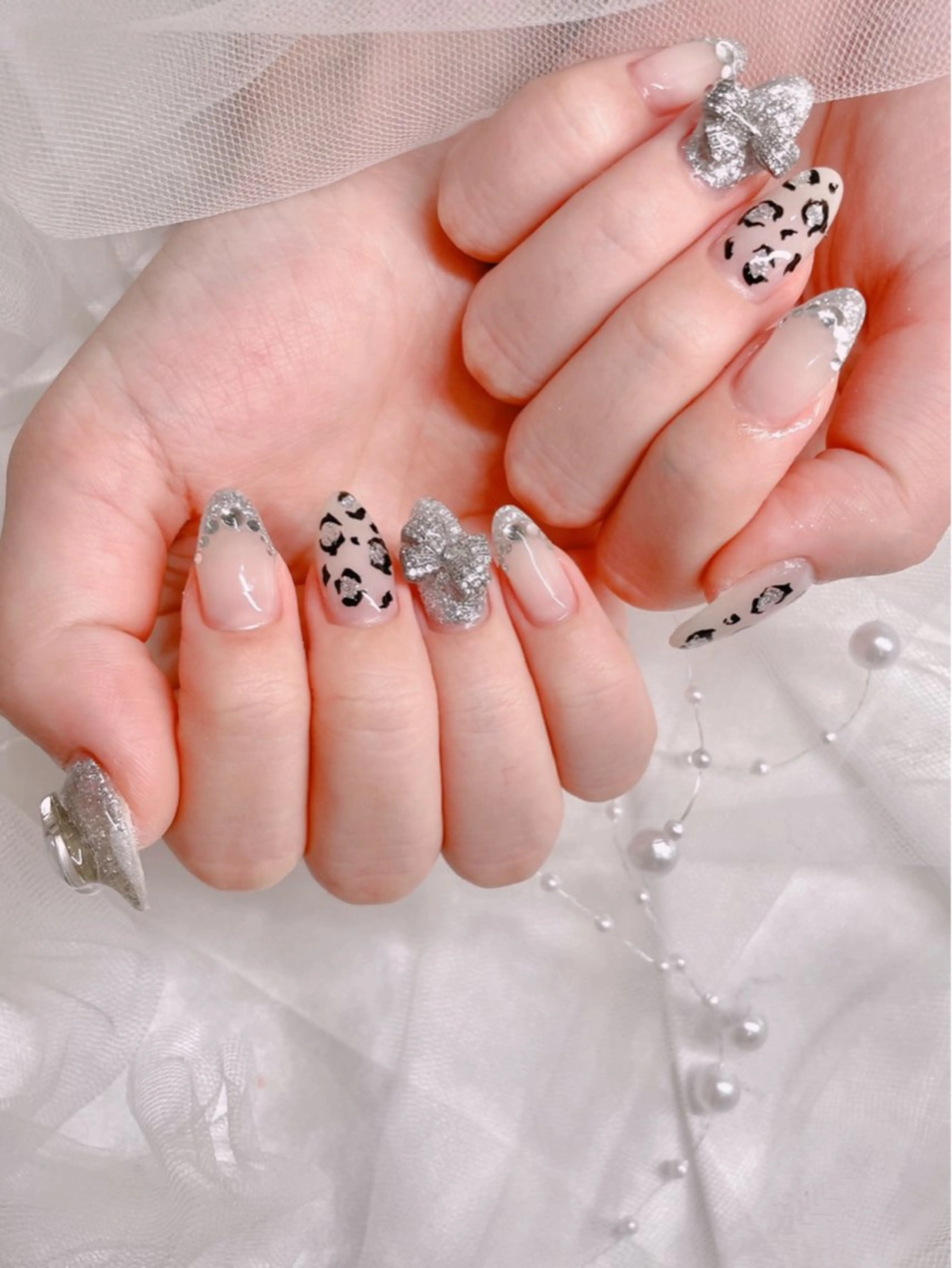 ネイル アニマル柄 フレンチネイル ハンドネイル ゆりか ジョアアンジェ福島のネイルデザイン