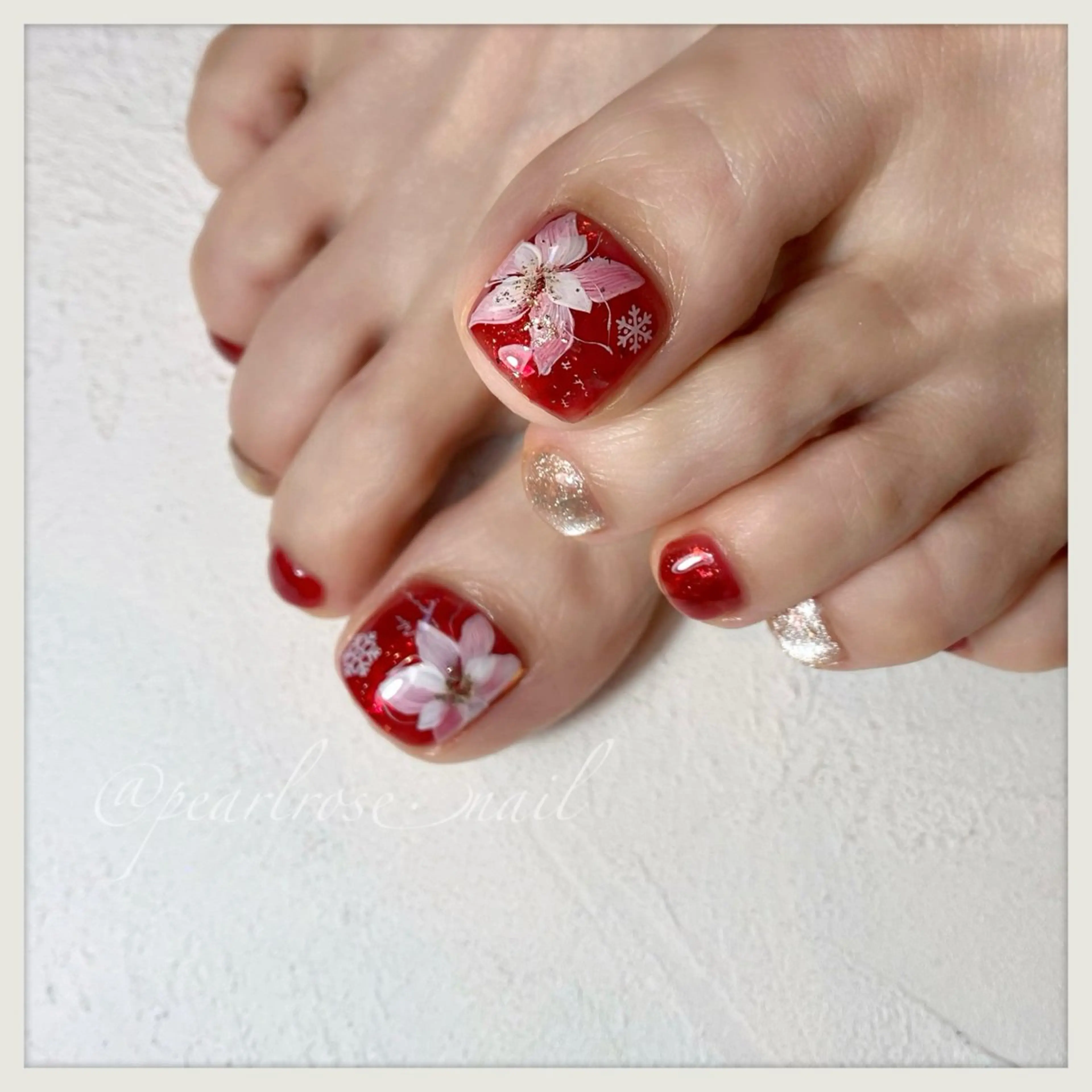 ネイル 冬ネイル クリスマス フットネイル Pearl Rose所属・PEARL ROSE パールローズのその他イメージ