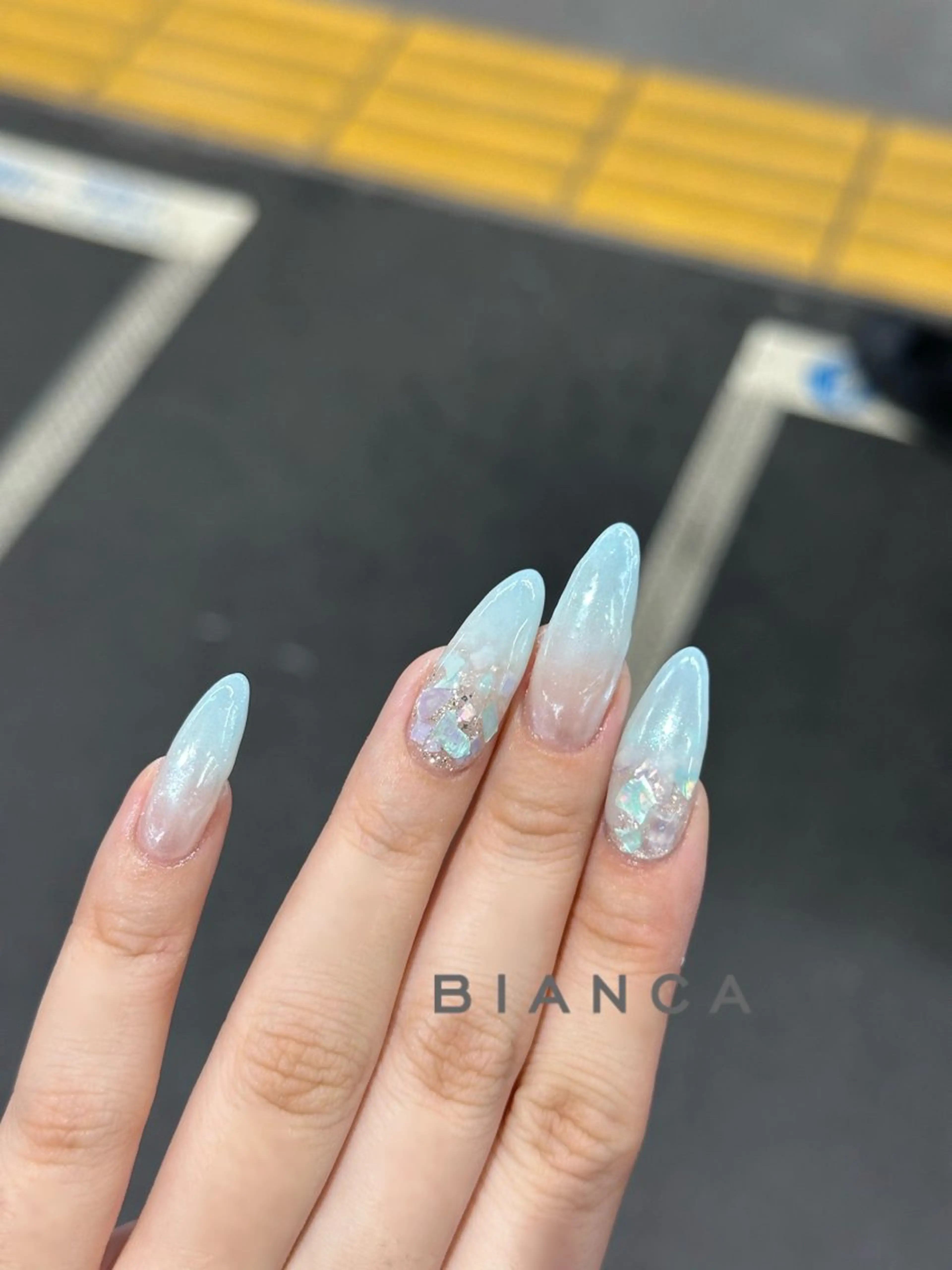 ネイル ブルー ハンドネイル Bianca 🩵 Ayakoのネイルデザイン