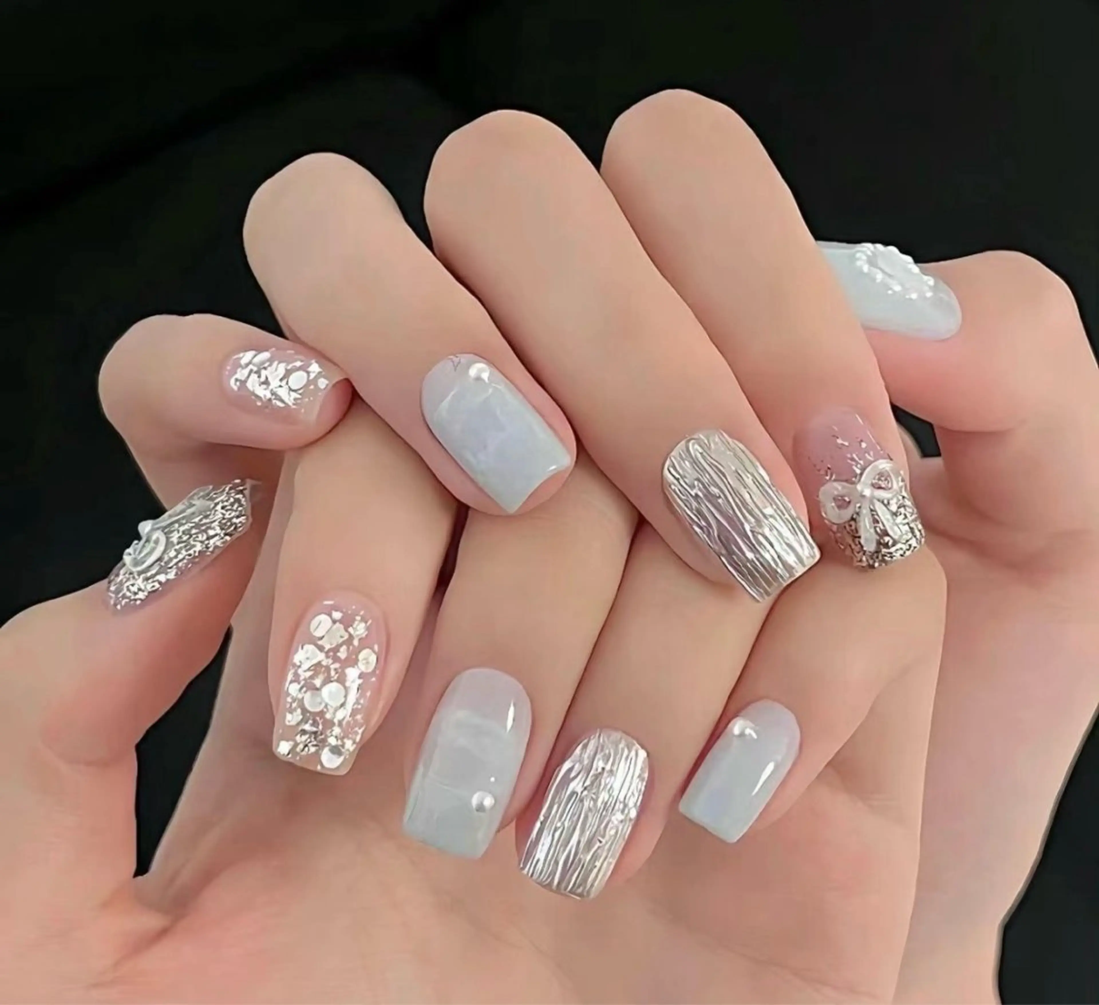 ネイル 成人式 フレンチネイル ジェルネイル グラデーション マグネットネイル ハンドネイル co coのネイルデザイン