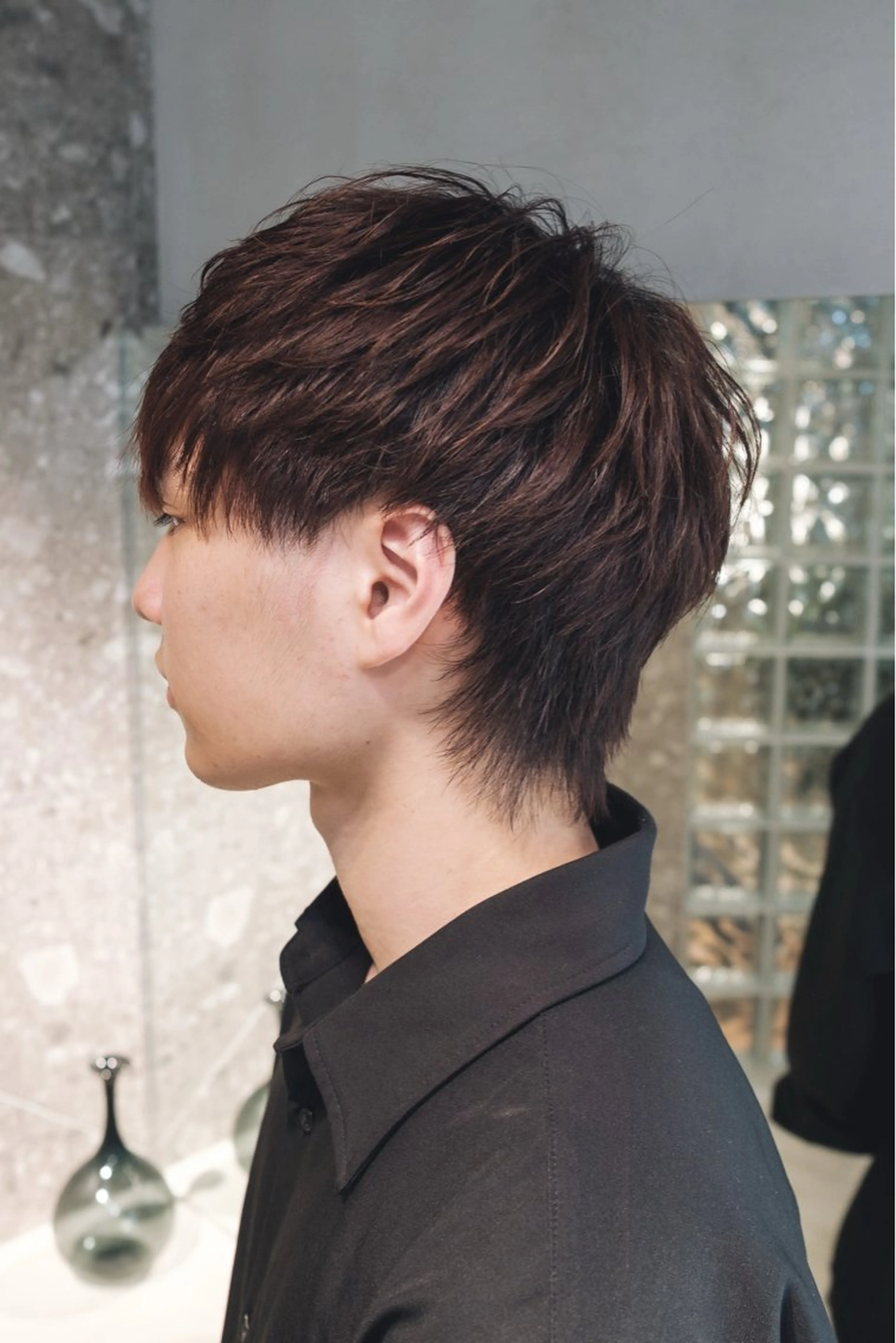 ショート カラー メンズ ブラウンカラー 透明感カラー ナチュラルブラウン ヘアカラー トリートメント hair lounge anrio MAR所属・銘苅 祥一のヘアスタイル