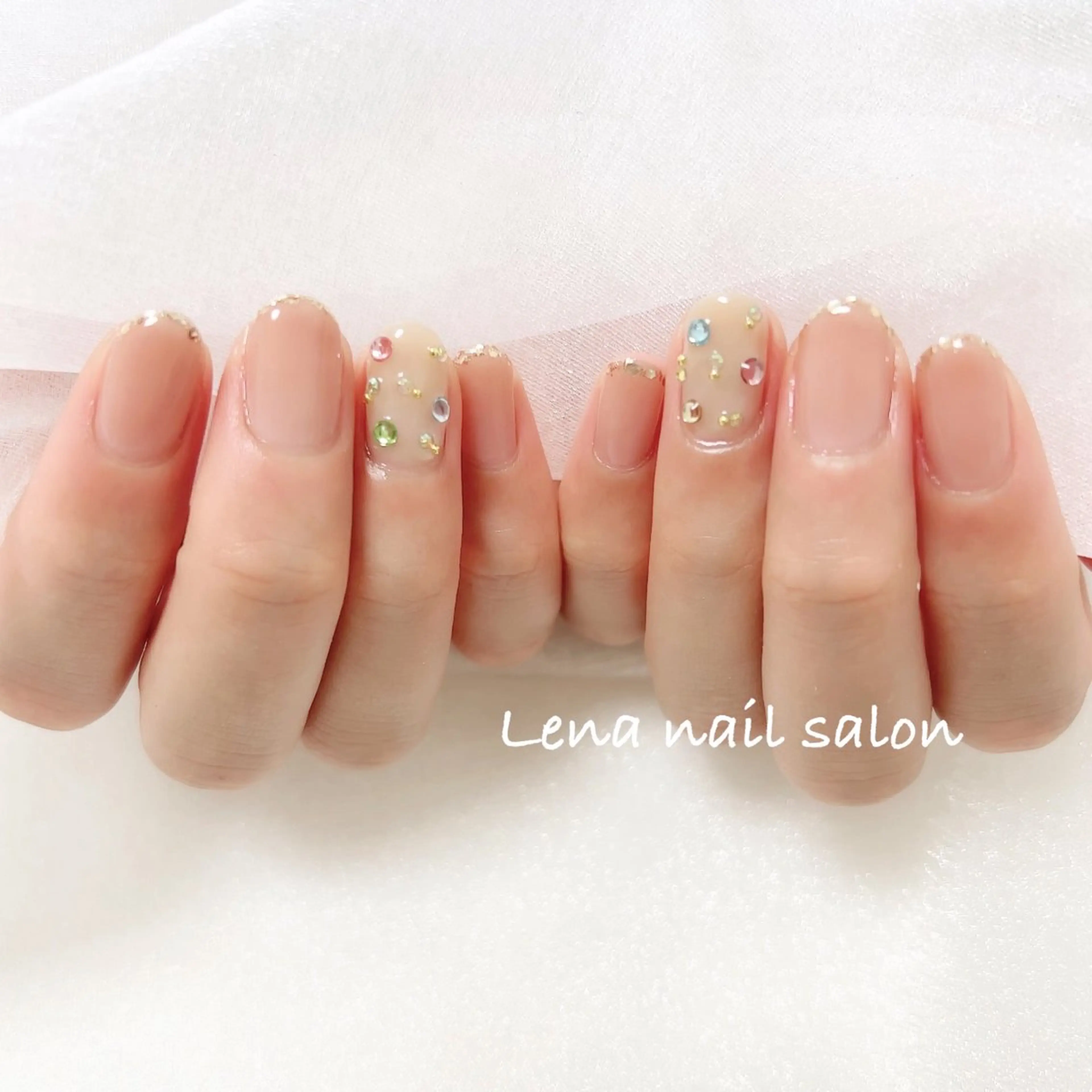 ネイル ジェルネイル ラメ(グリッター) パラジェル ハンドネイル 自爪育成ネイルケア Lena  nailのネイルデザイン