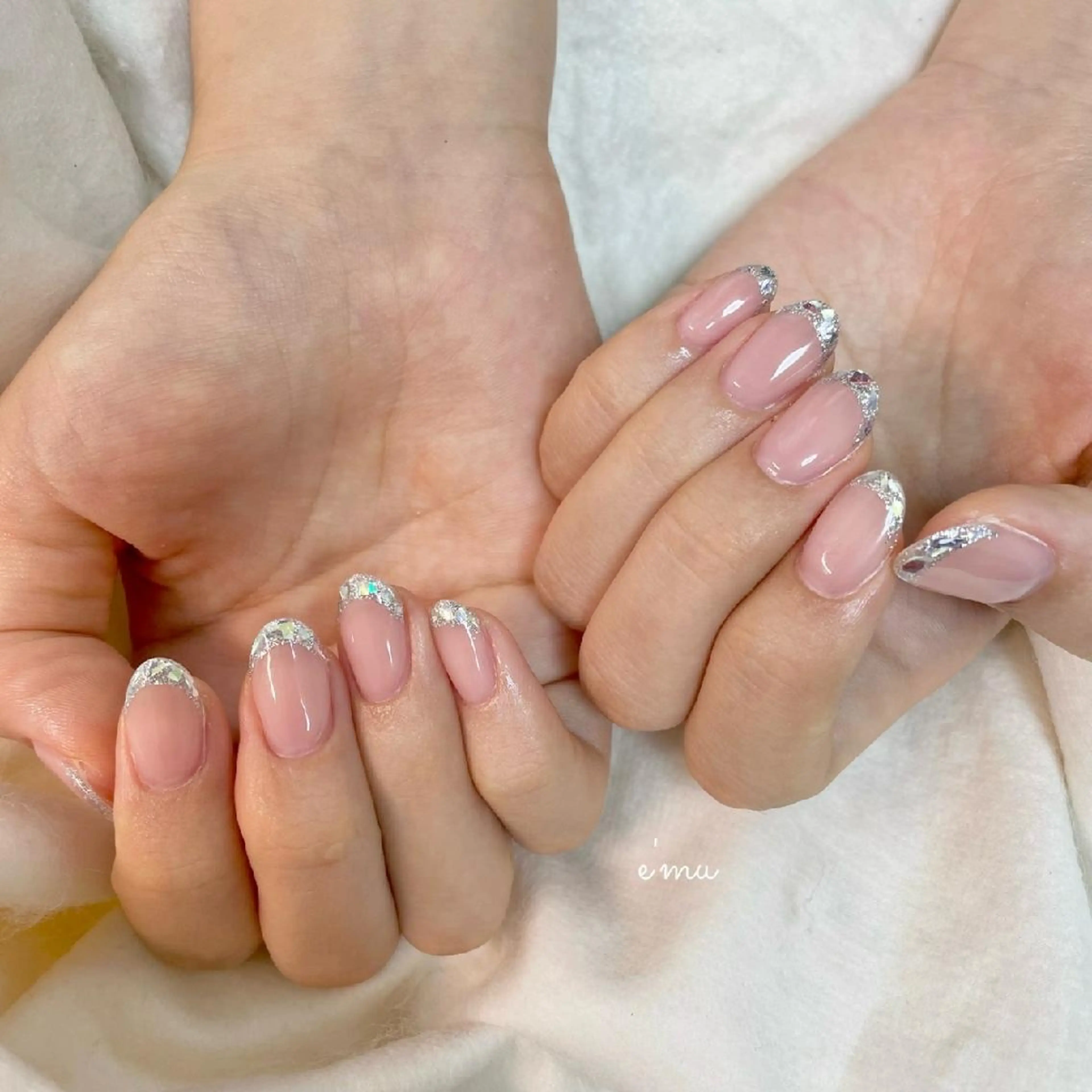 ネイル フレンチネイル ガラスフレンチ nail salon e'mu💐のネイルデザイン