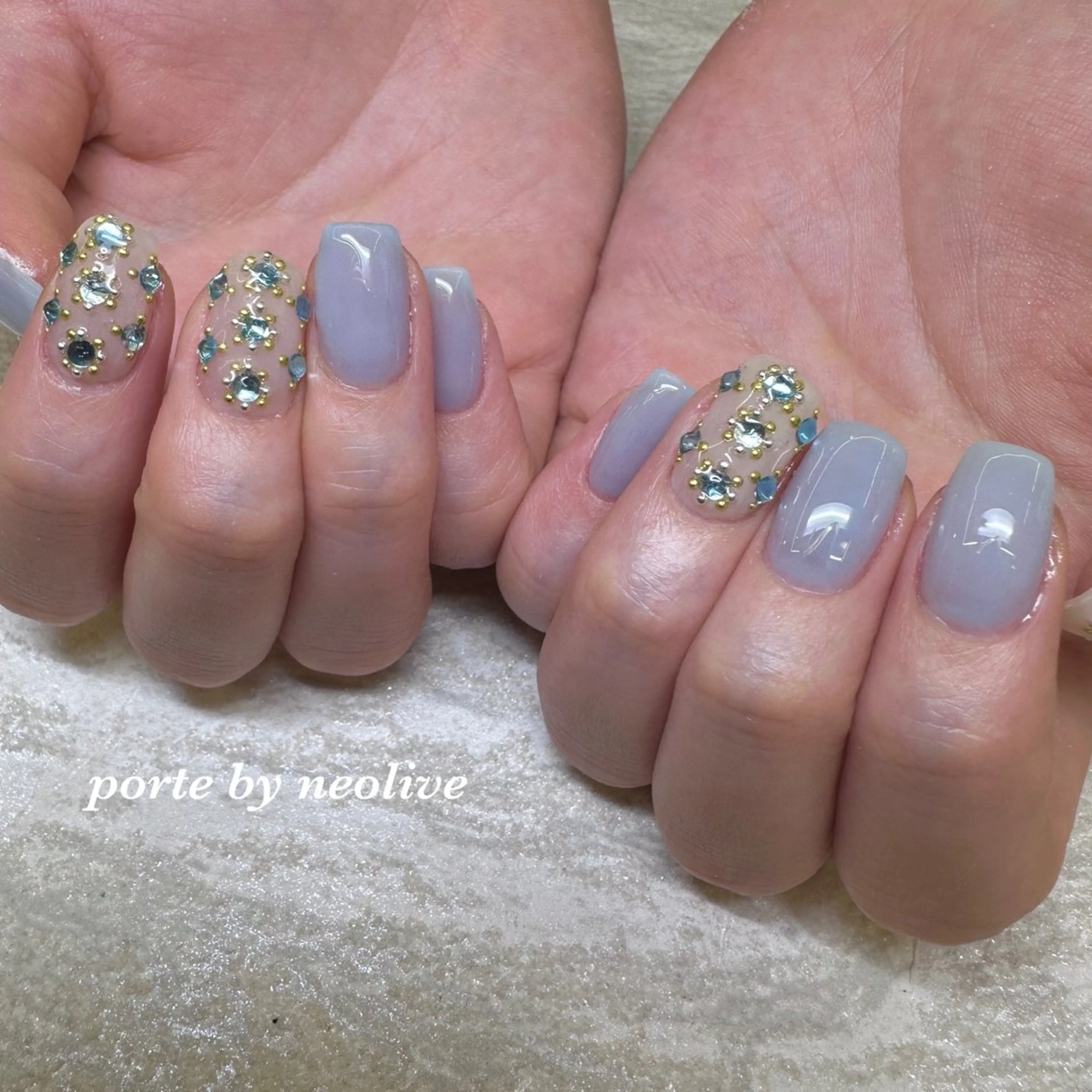 ネイル アートネイル ストーンネイル nail Eclat所属・志賀野 美喜のネイルデザイン