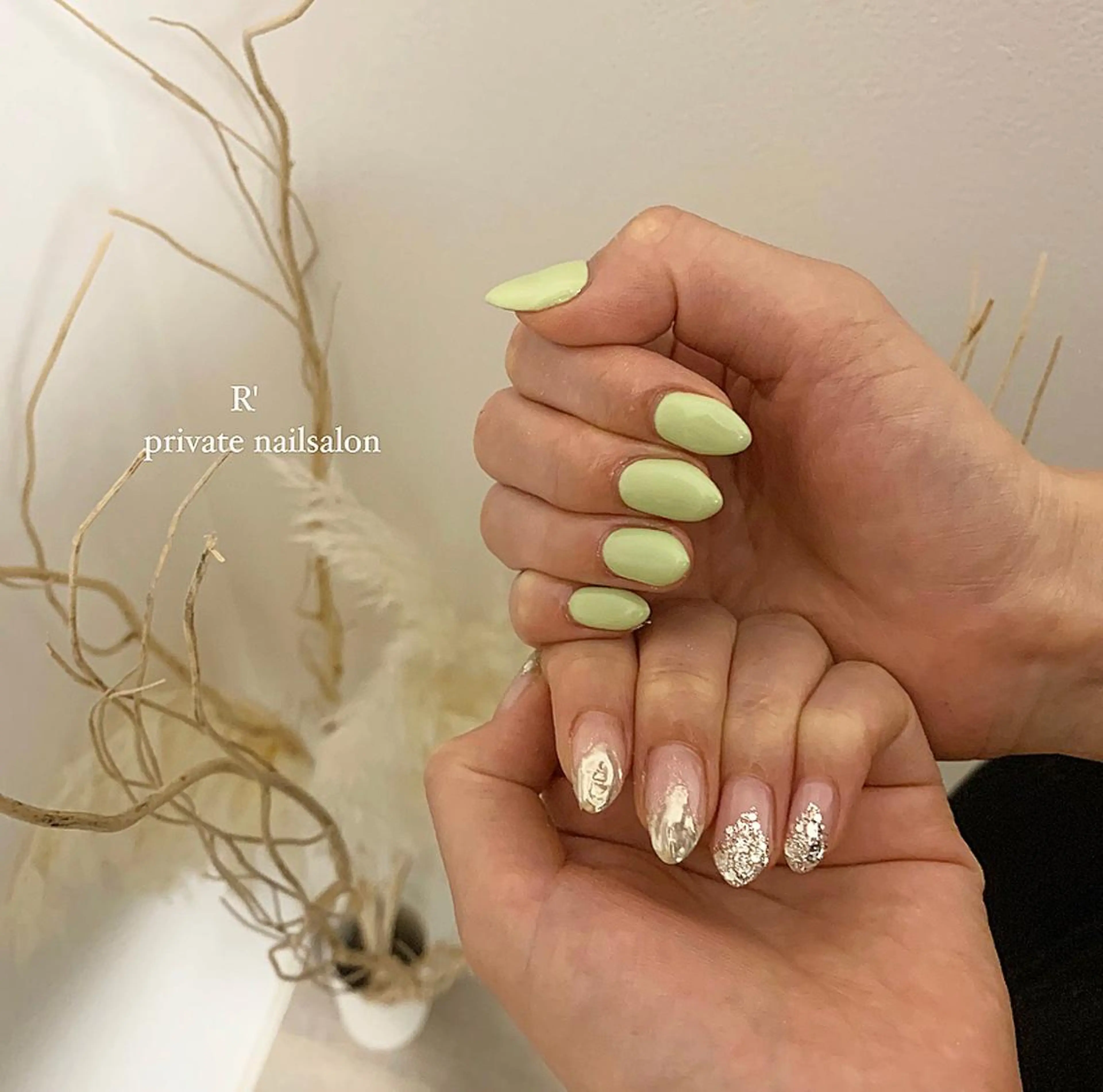ネイル クリアネイル ピスタチオネイル Bersinar nail所属・Bersinar nail(rina)のネイルデザイン