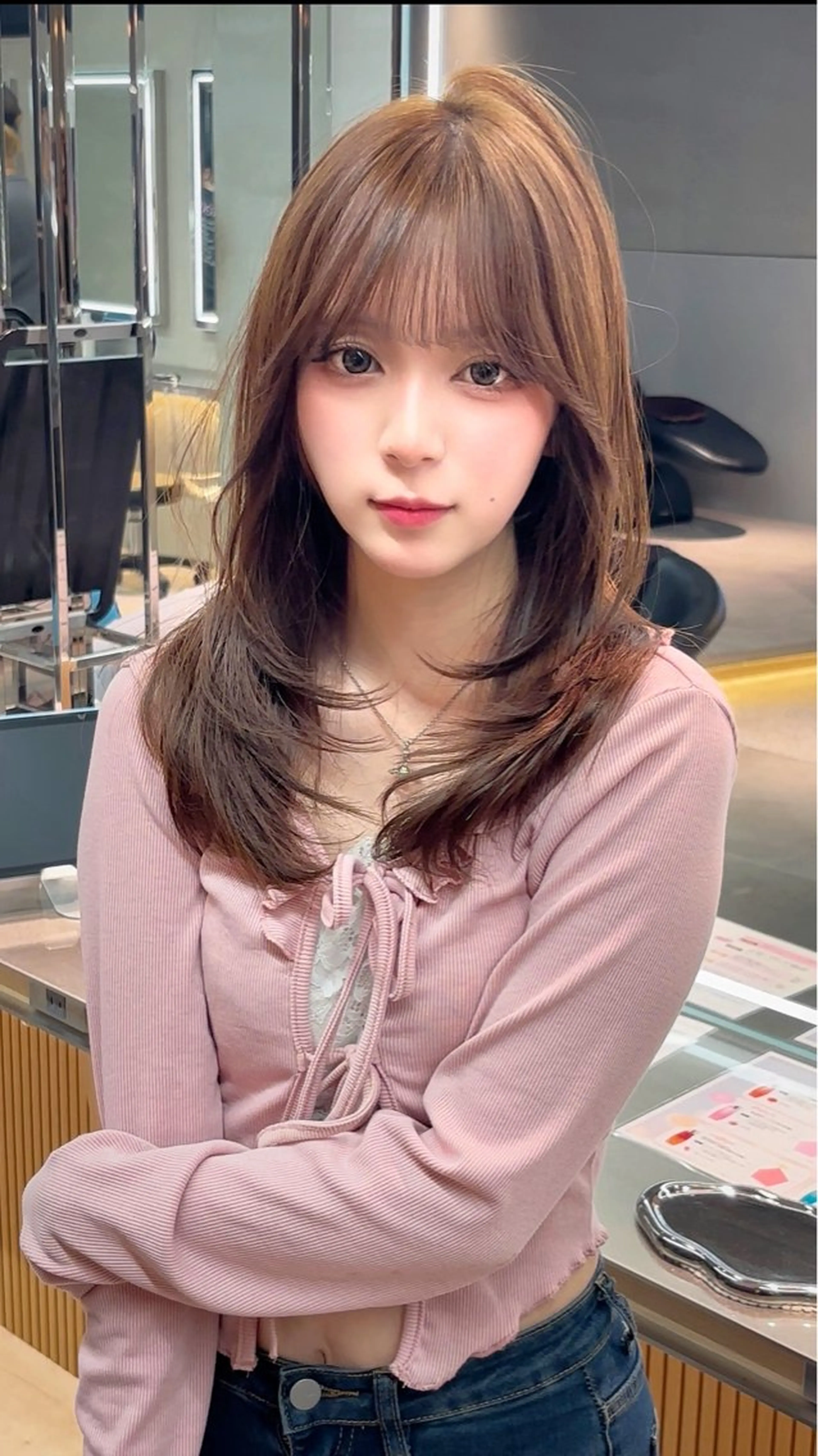 ミディアム カラー ミディアムレイヤー 透明感カラー ボブ 顔まわりレイヤー 韓国風ヘア ミディアムレイヤー 特化/吉村　清志のヘアスタイル