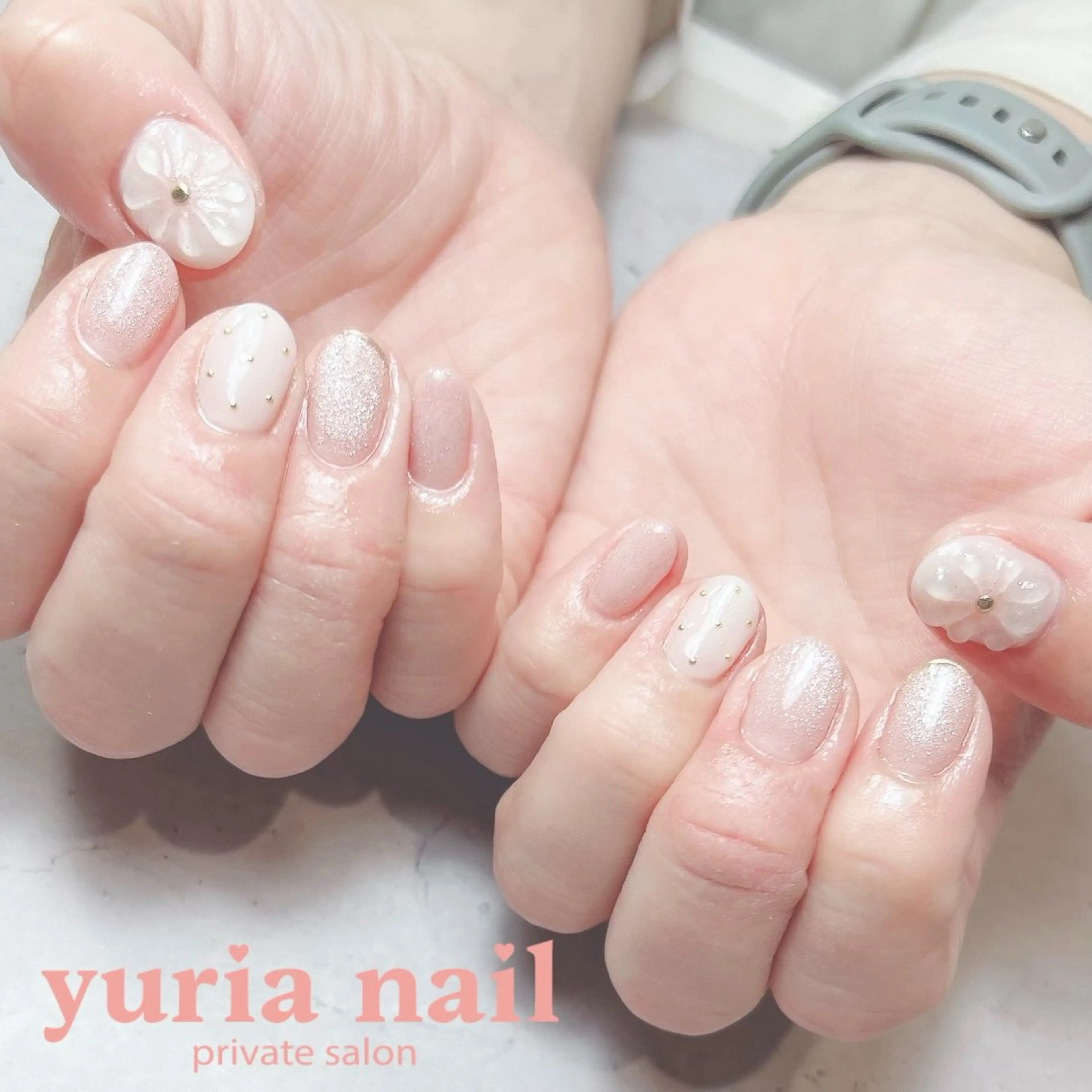 ネイル アートネイル フラワーネイル ジェルネイル マグネットネイル 春ネイル ハンドネイル 小林 ゆりあのネイルデザイン