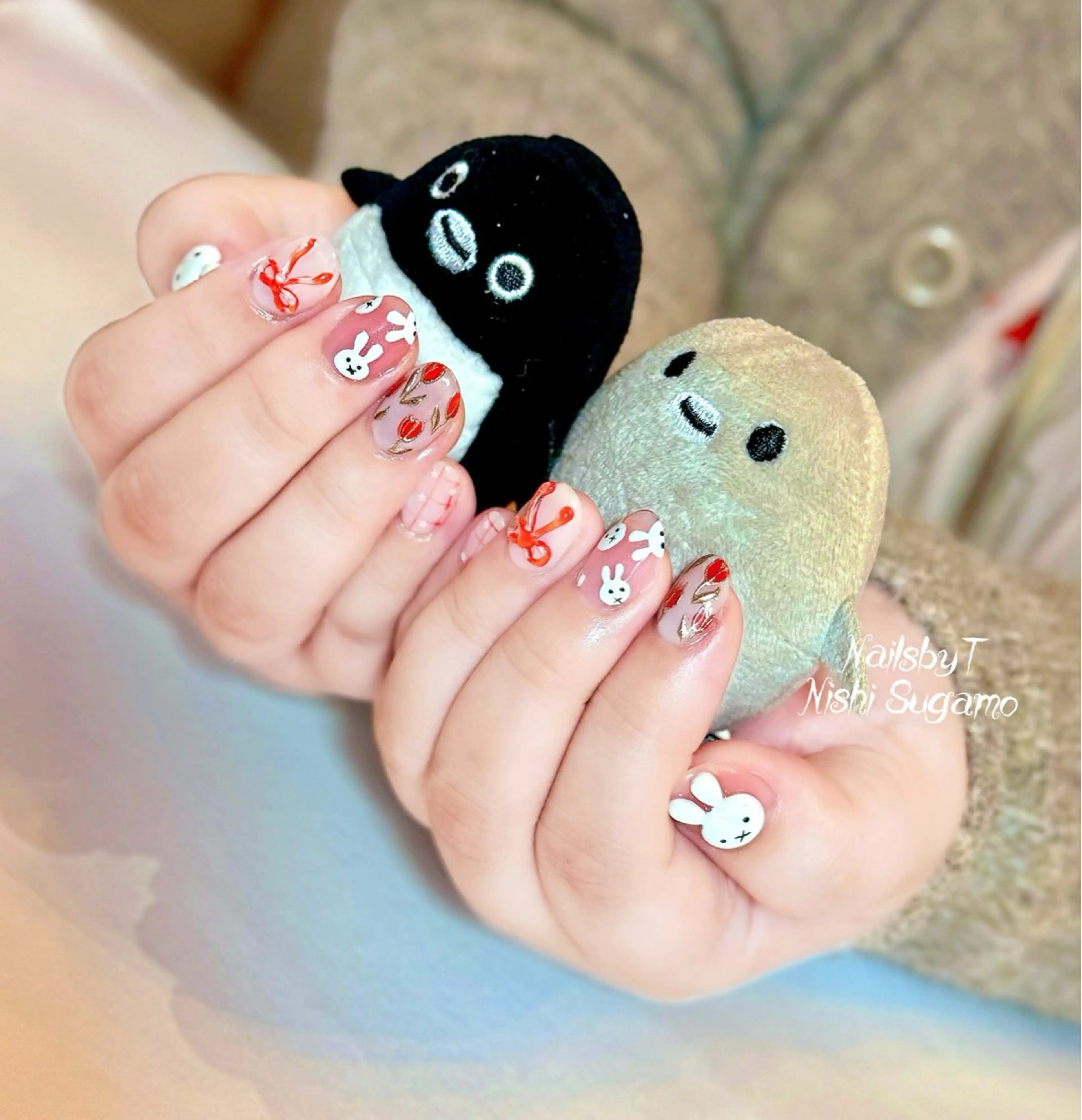 ネイル ぷっくりネイル リボン ハンドネイル NailsbyT N.Sugamoのネイルデザイン