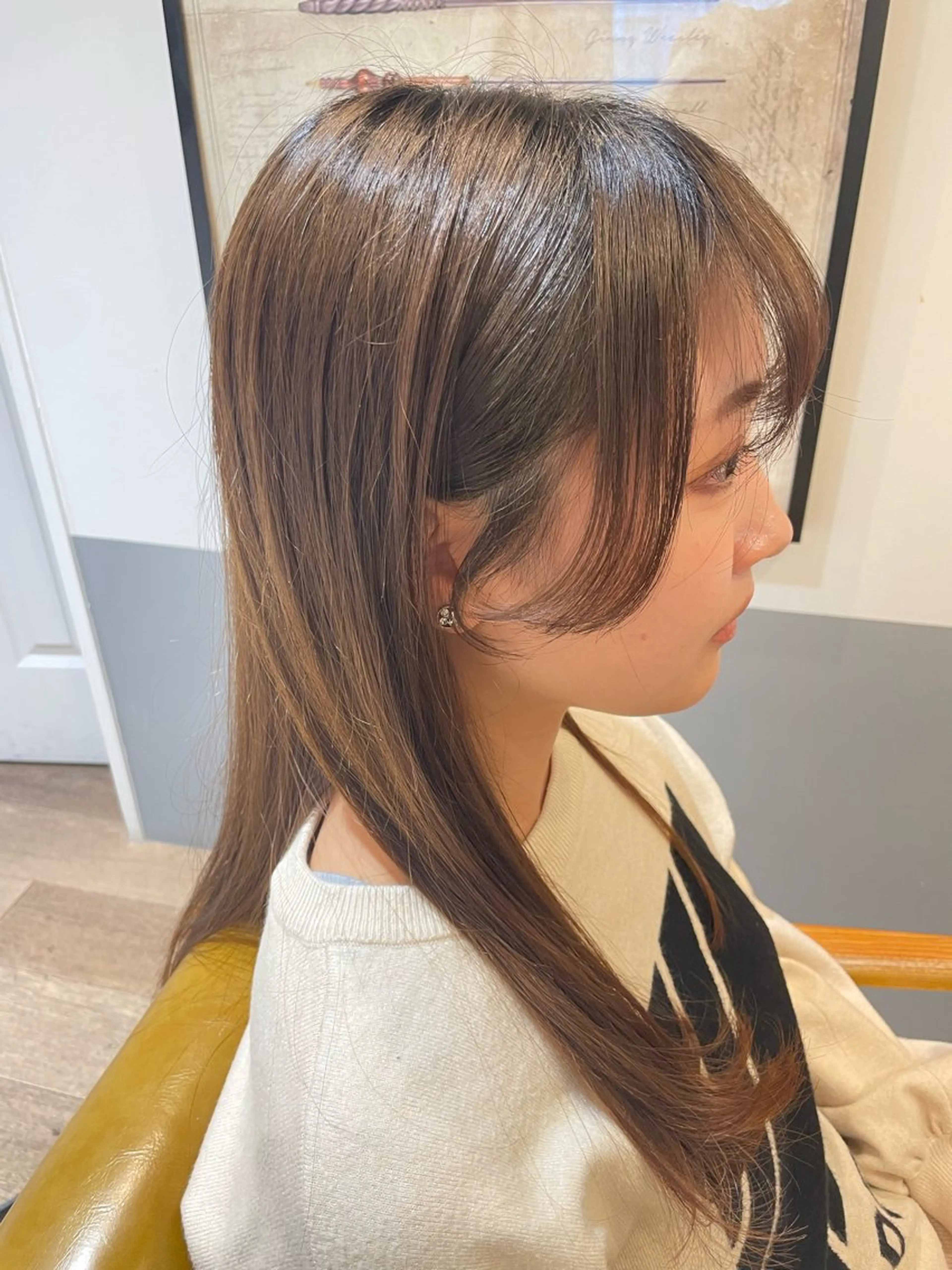 セミロング 顔周りカット 韓国風ヘア 田中 志織のヘアスタイル