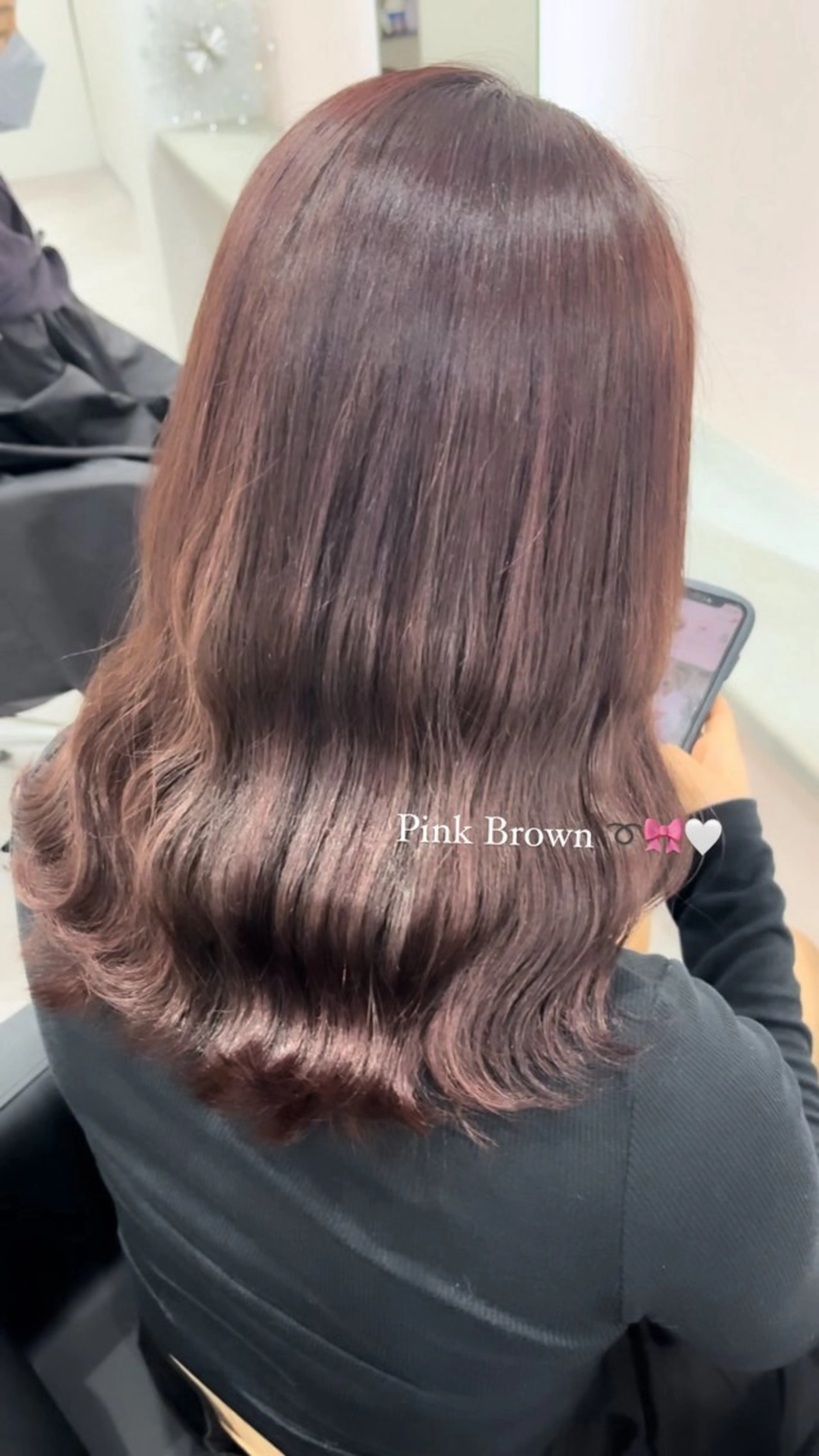 ミディアム カラー ブリーチ ブラウンカラー ブリーチなしカラー ピンクカラー ピンクブラウン カット ヘアカラー トリートメント ♡🎀垢抜け透明感 カラーaomi🐇♡のヘアスタイル