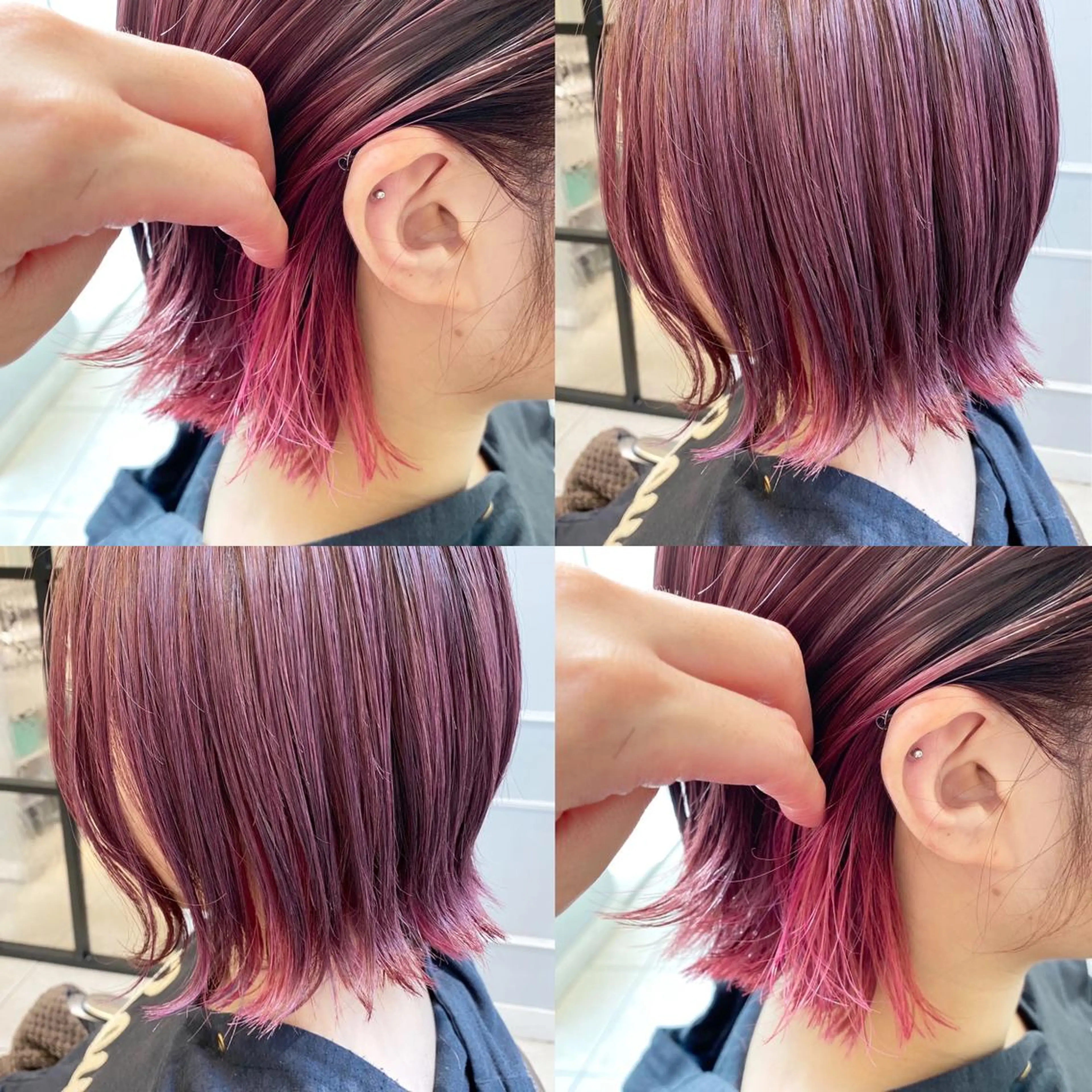 ショート カラー ブリーチ カシス ピンクカラー ヘアカラー 韓国ヘア🇰🇷 トヨキトキコのヘアスタイル