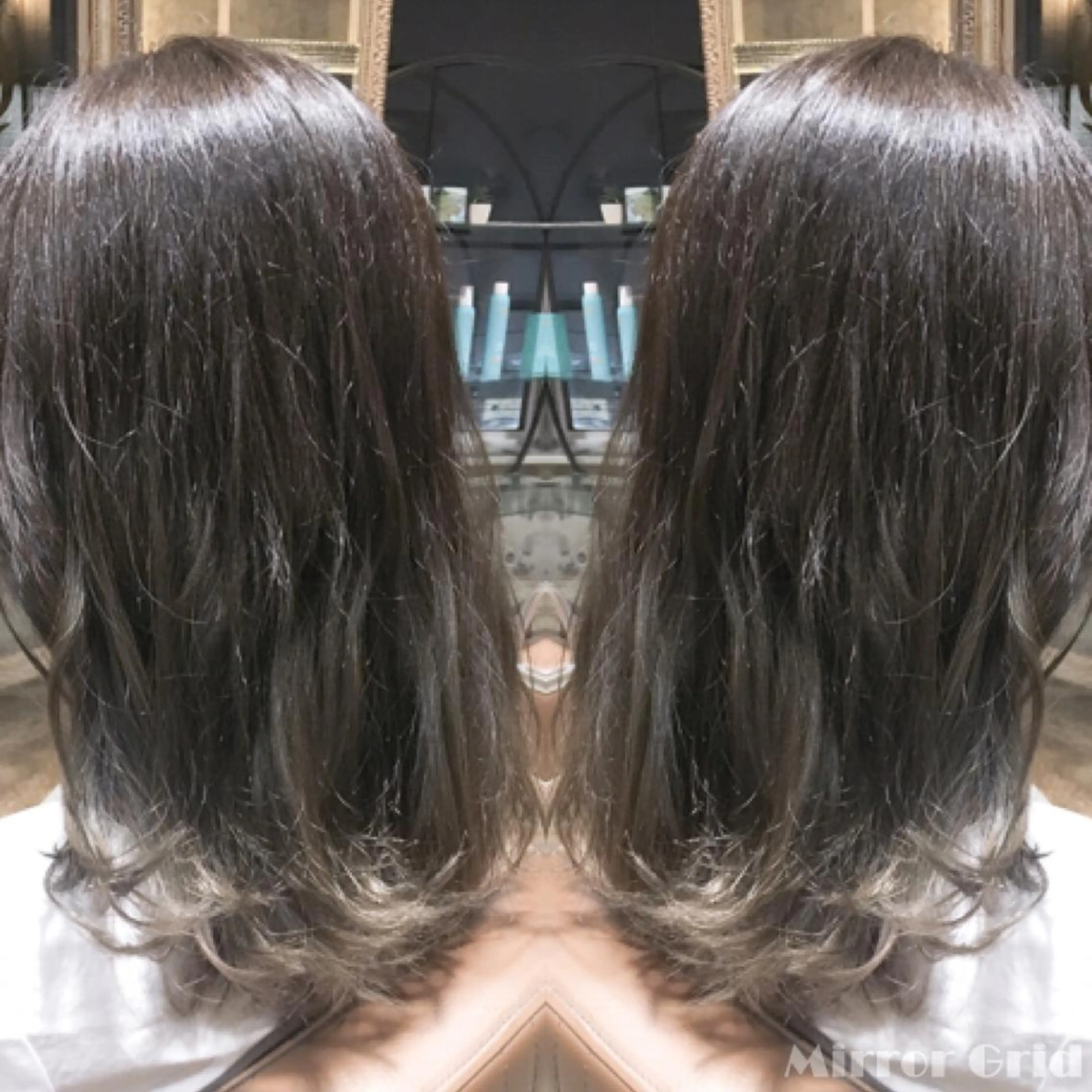 セミロング カラー グラデーションカラー グレージュ ハイライトカラー ハイライト 北條 優輝のヘアスタイル