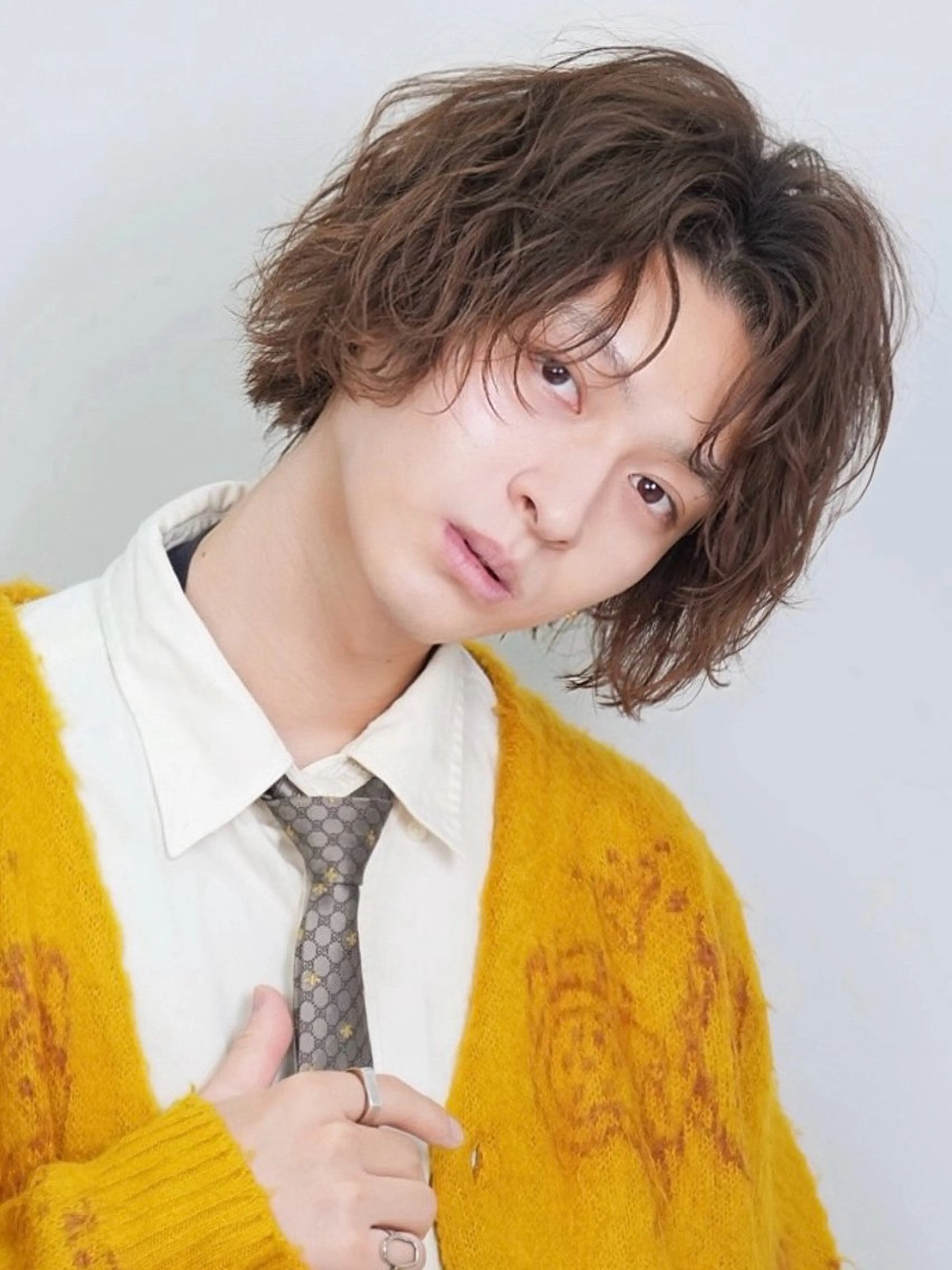 ミディアム パーマ メンズ カット パーマ トリートメント ヘアセット 美容師歴6年 fifth前比嘉💥のヘアスタイル