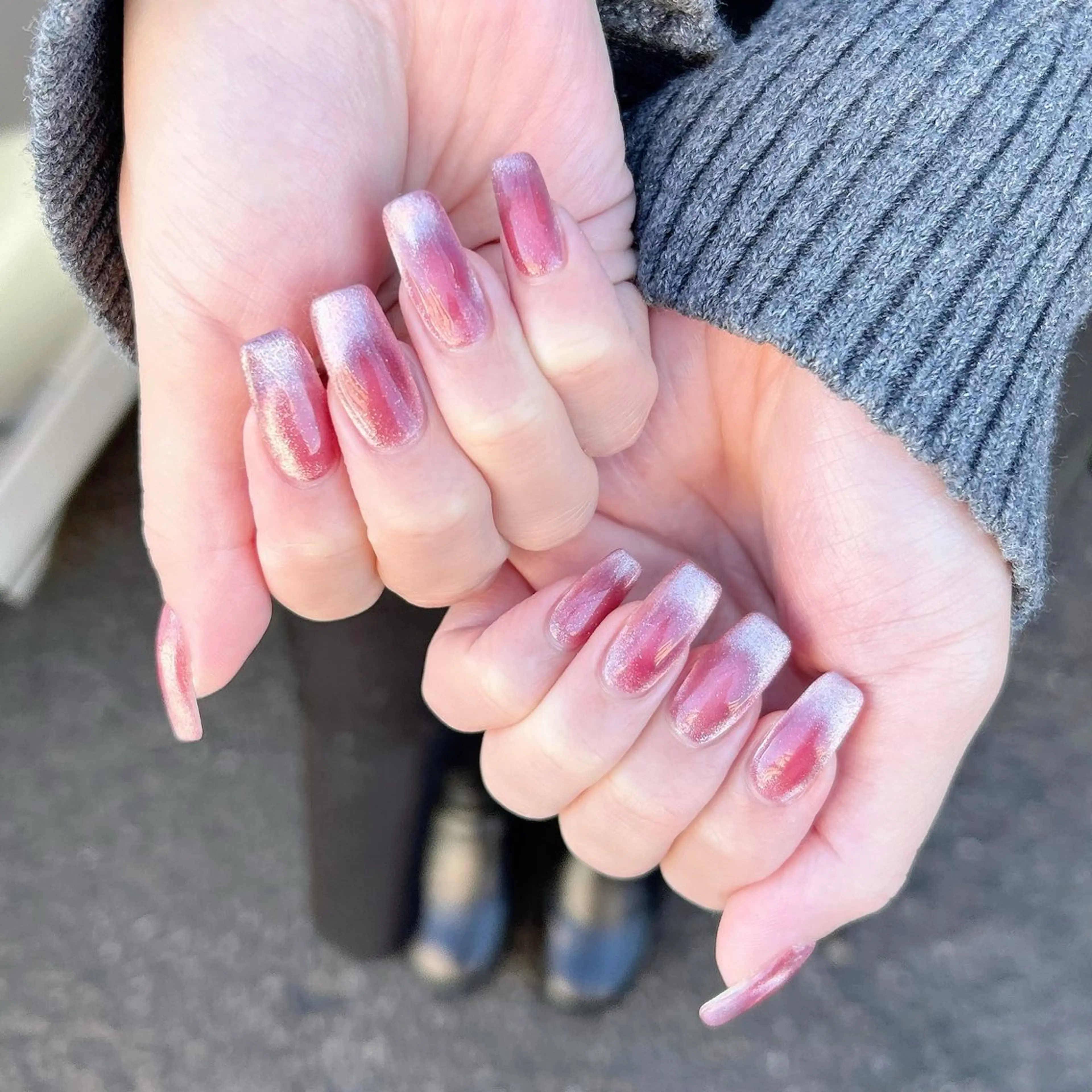ネイル フレンチネイル ジェルネイル マグネットネイル マグネットフレンチ パラジェル ハンドネイル Nail Kのネイルデザイン