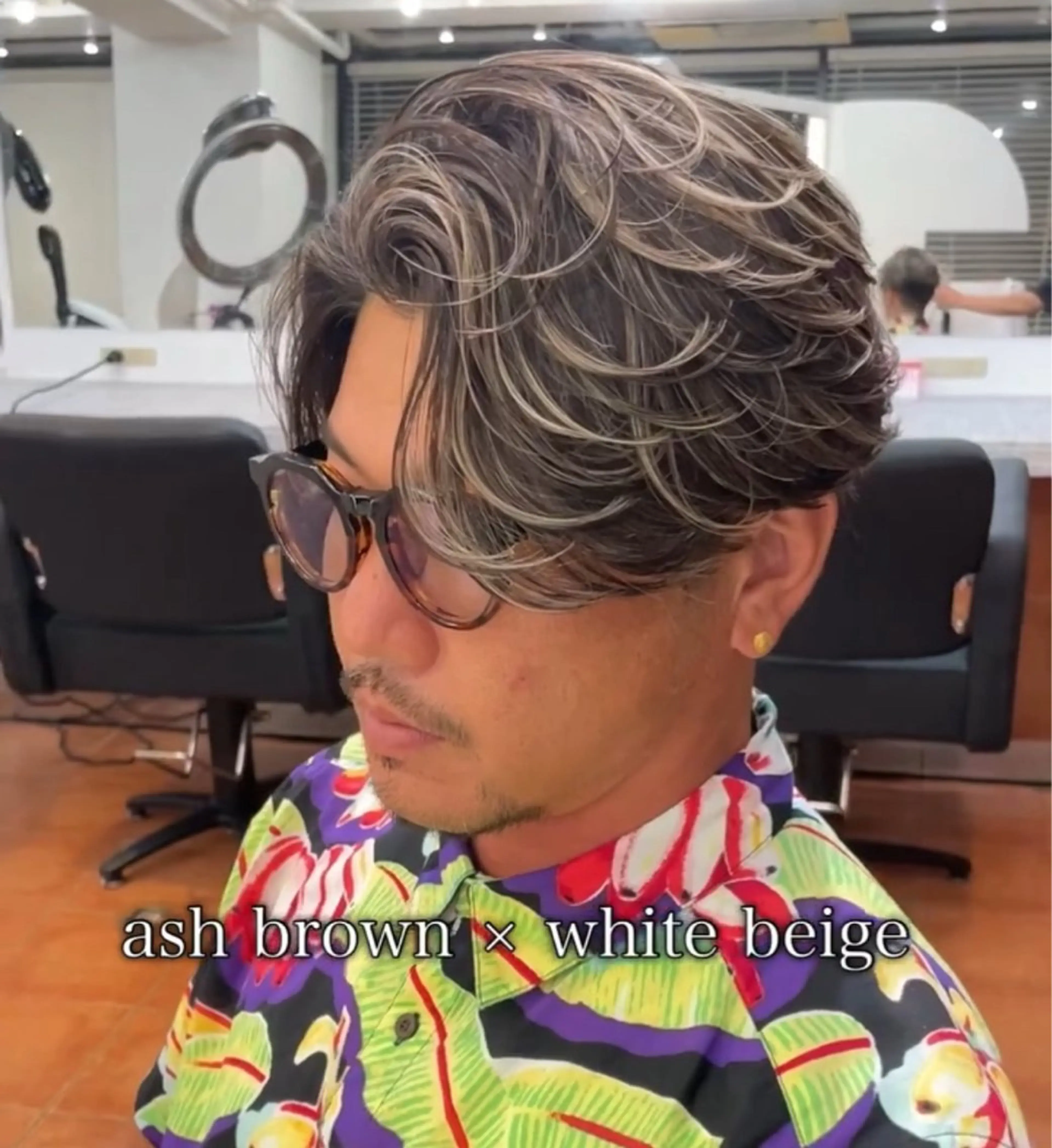 メンズ センターパート メンズハイライト メンズメッシュ カット ヘアカラー 大人メッシュ/ ハイライト/ぽんのヘアスタイル