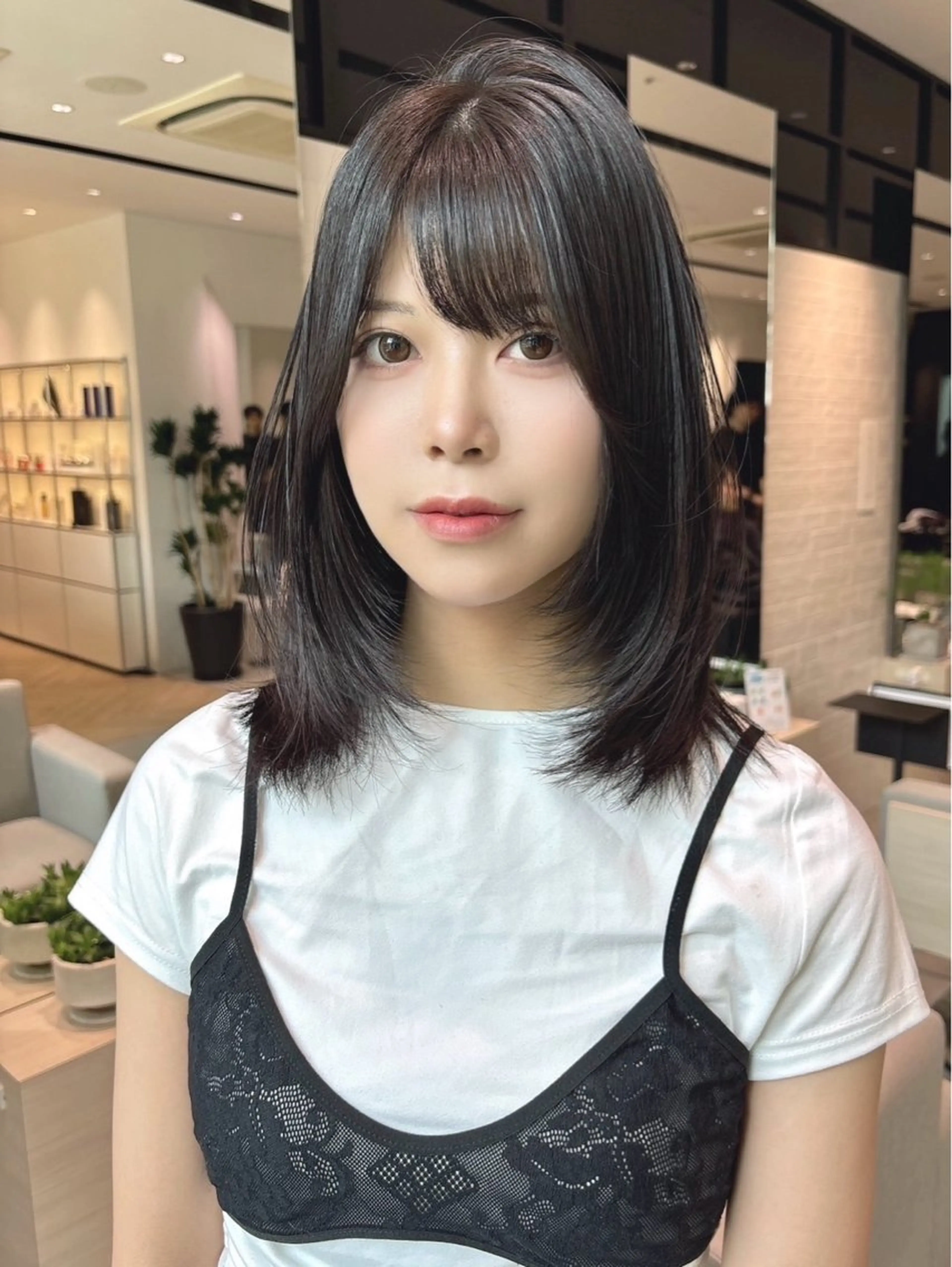 ミディアム カラー 黒髪 ブリーチ 透明感カラー ブリーチなしカラー ハッシュカット カット ヘアカラー トリートメント 銀座/髪質改善/韓国 カラー🍓原田侑依のヘアスタイル